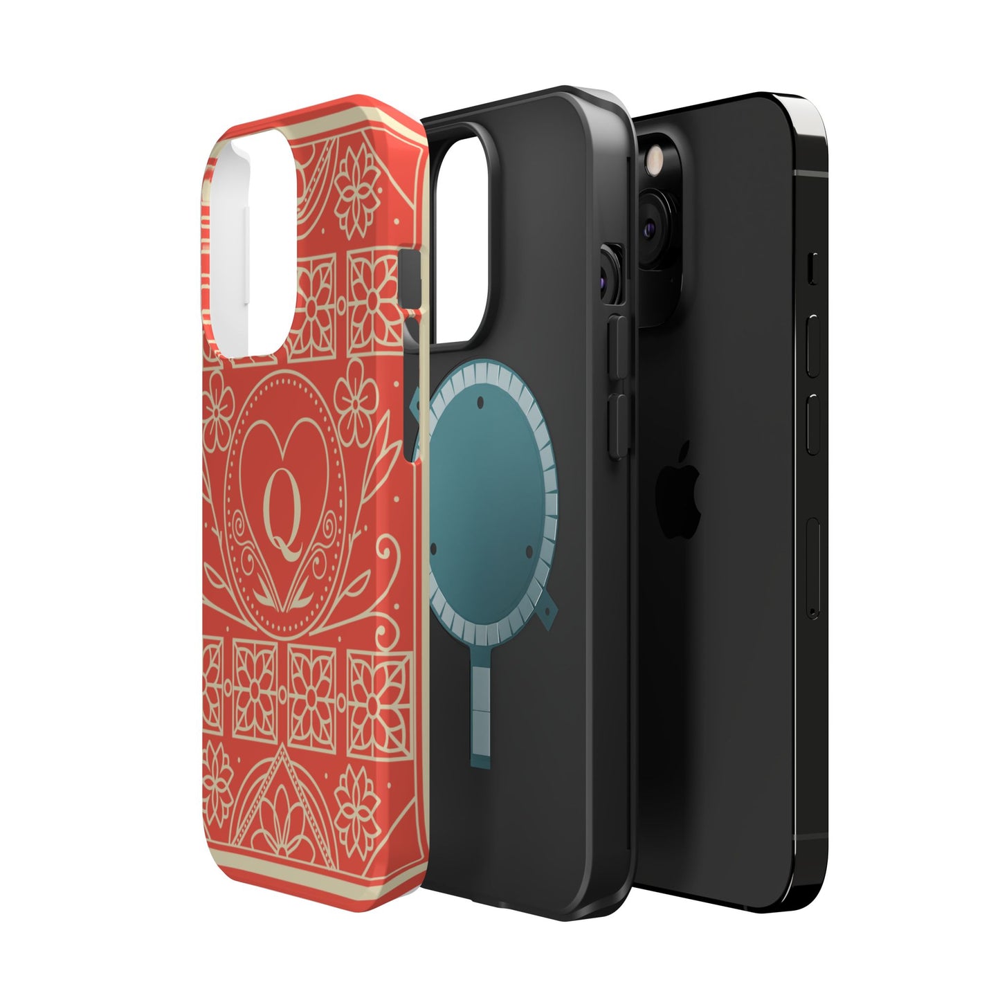 Heart Pattern Magnetic Impact Phone Case — Protective Wallet-Ready iPhone Cover