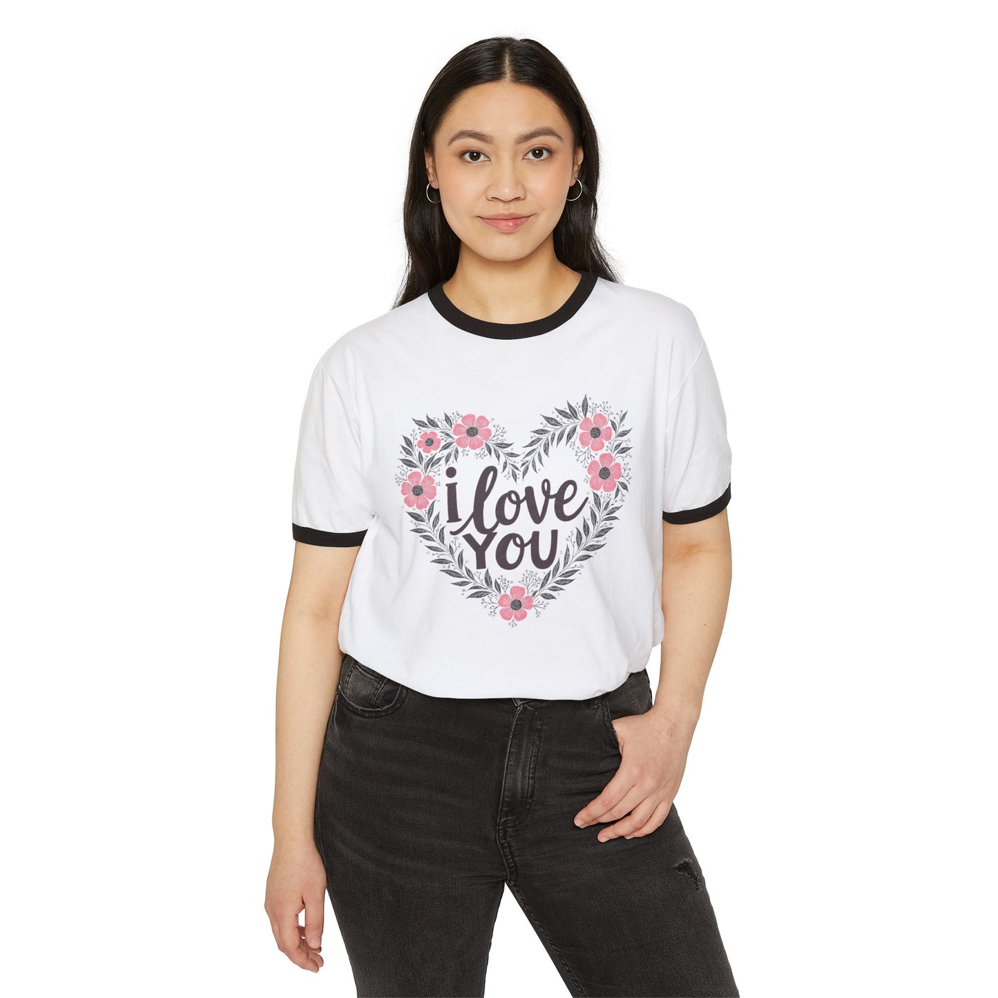 I Love You Floral Ringer Tee