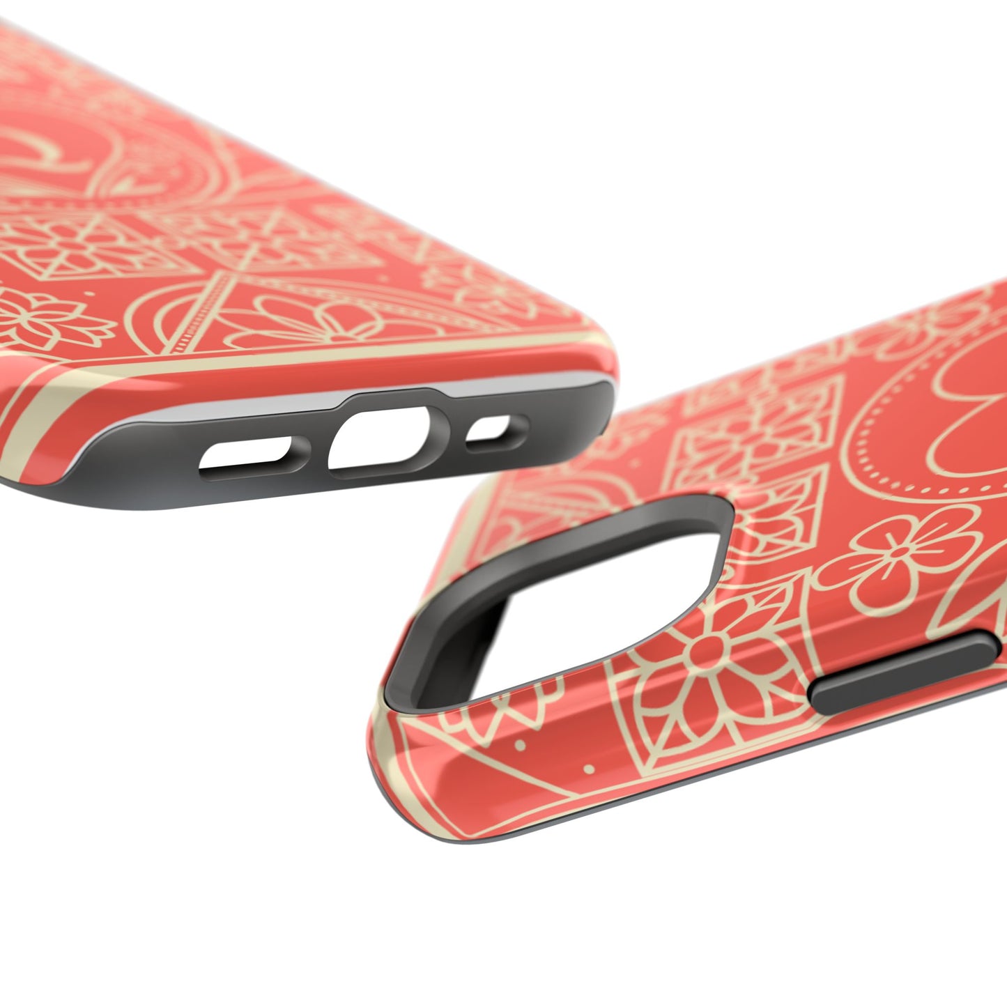 Heart Pattern Magnetic Impact Phone Case — Protective Wallet-Ready iPhone Cover