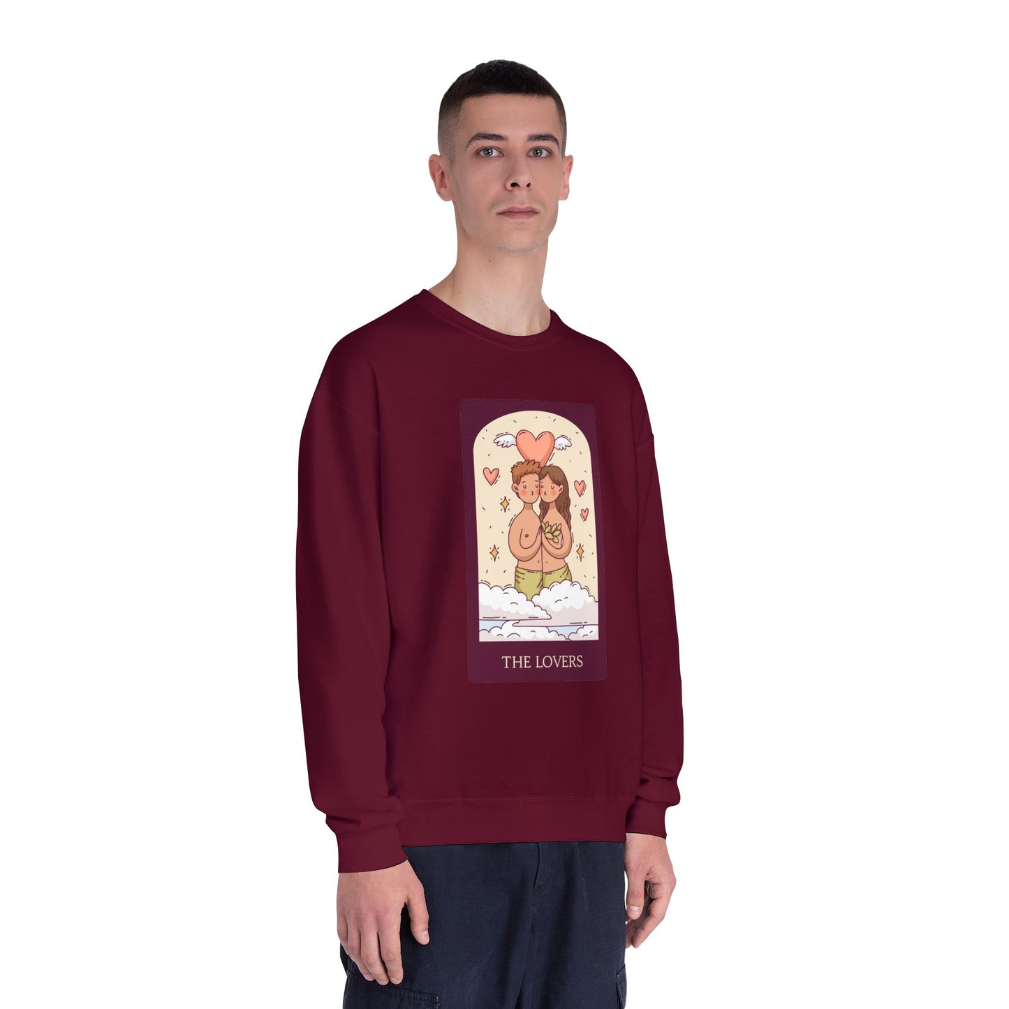 Tarot 'The Lovers' Crewneck Sweatshirt — Cute Retro Love Card Design