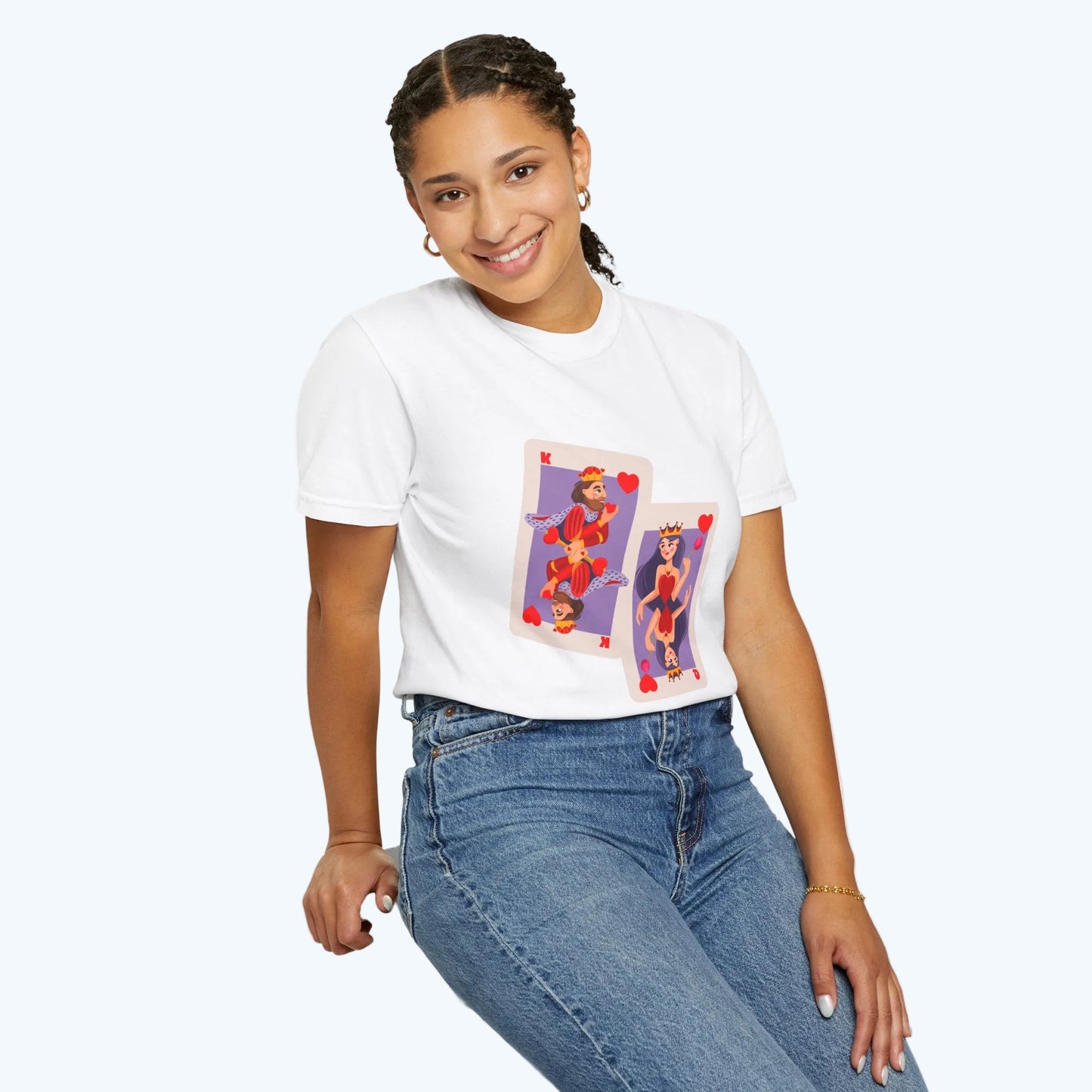 Playing Card Lovers T-Shirt — Queen & King of Hearts Graphic Tee