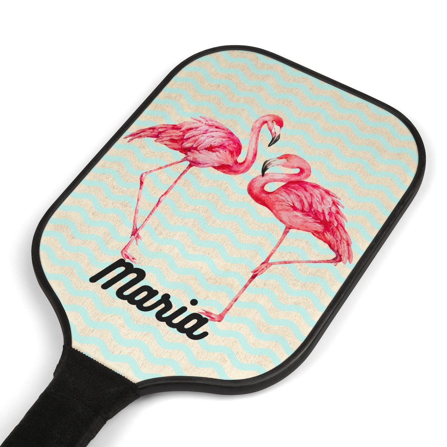 Flamingo Pickleball Paddles Set — Personalized 'Maria' Coastal Design