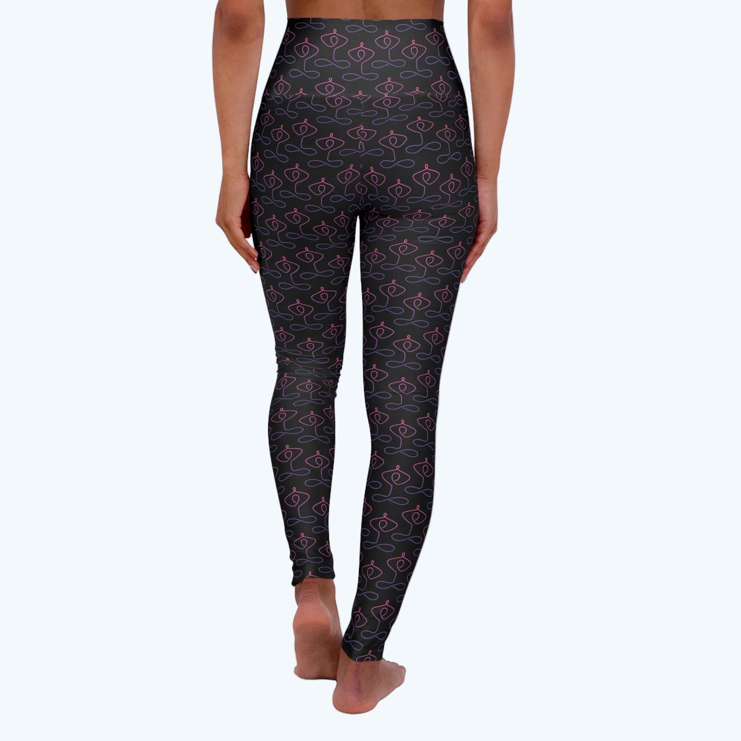 High-Waist Yoga Leggings — Subtle Pink Orbital Pattern (AOP)