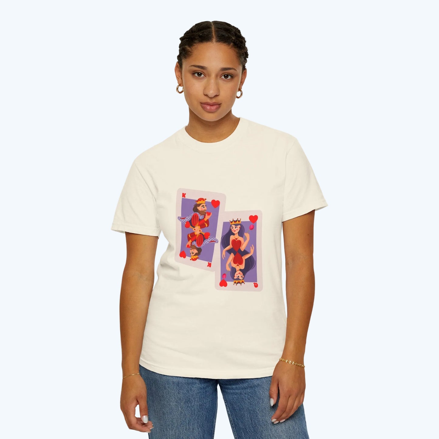 Playing Card Lovers T-Shirt — Queen & King of Hearts Graphic Tee