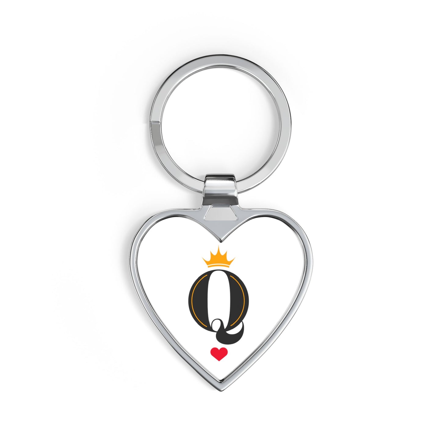 Queen Q Heart Keychain — Crowned "Q" Design with Red Heart Charm