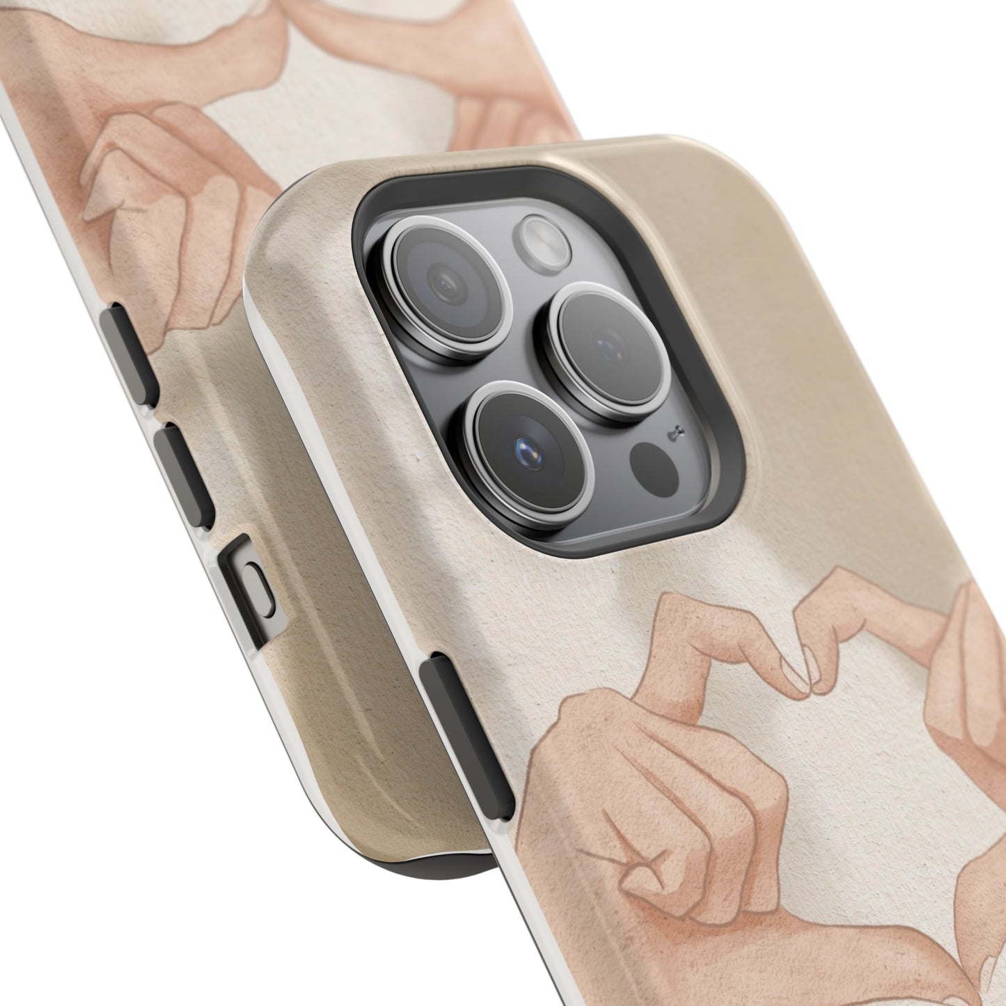 Phone Case — Hands Forming Heart with “love you” Romantic Protective Cover