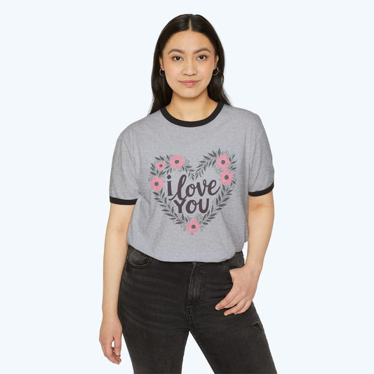 I Love You Floral Ringer Tee
