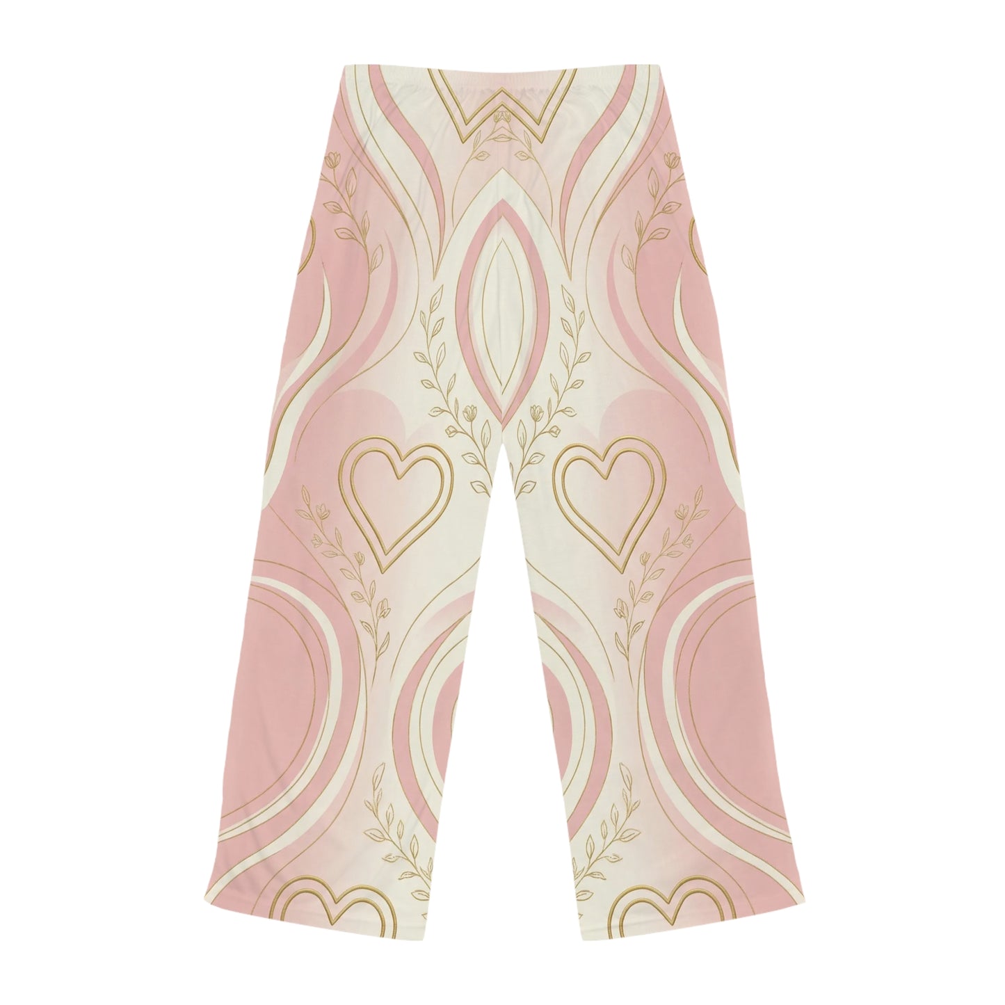 Pink Retro Heart Pattern Pajama Pants — Women's Cozy Lounge Sleepwear