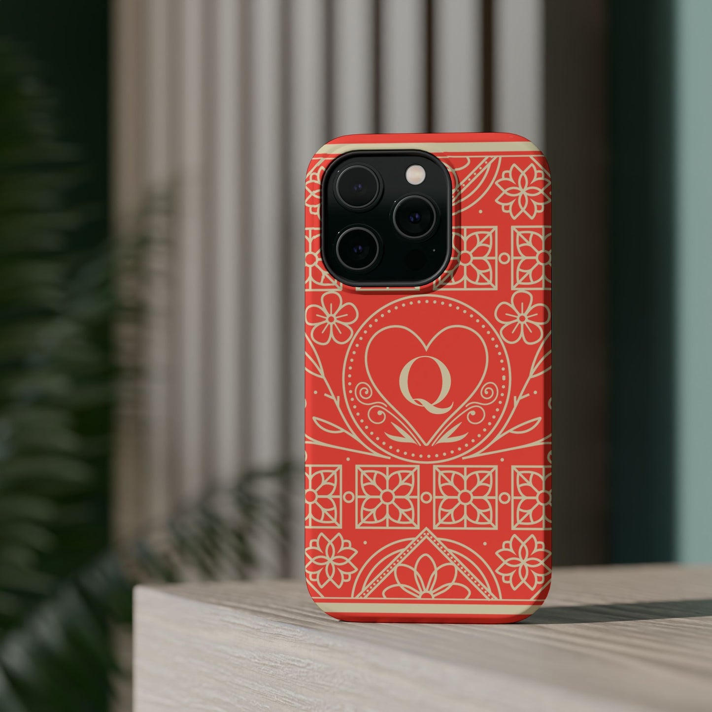 Heart Pattern Magnetic Impact Phone Case — Protective Wallet-Ready iPhone Cover