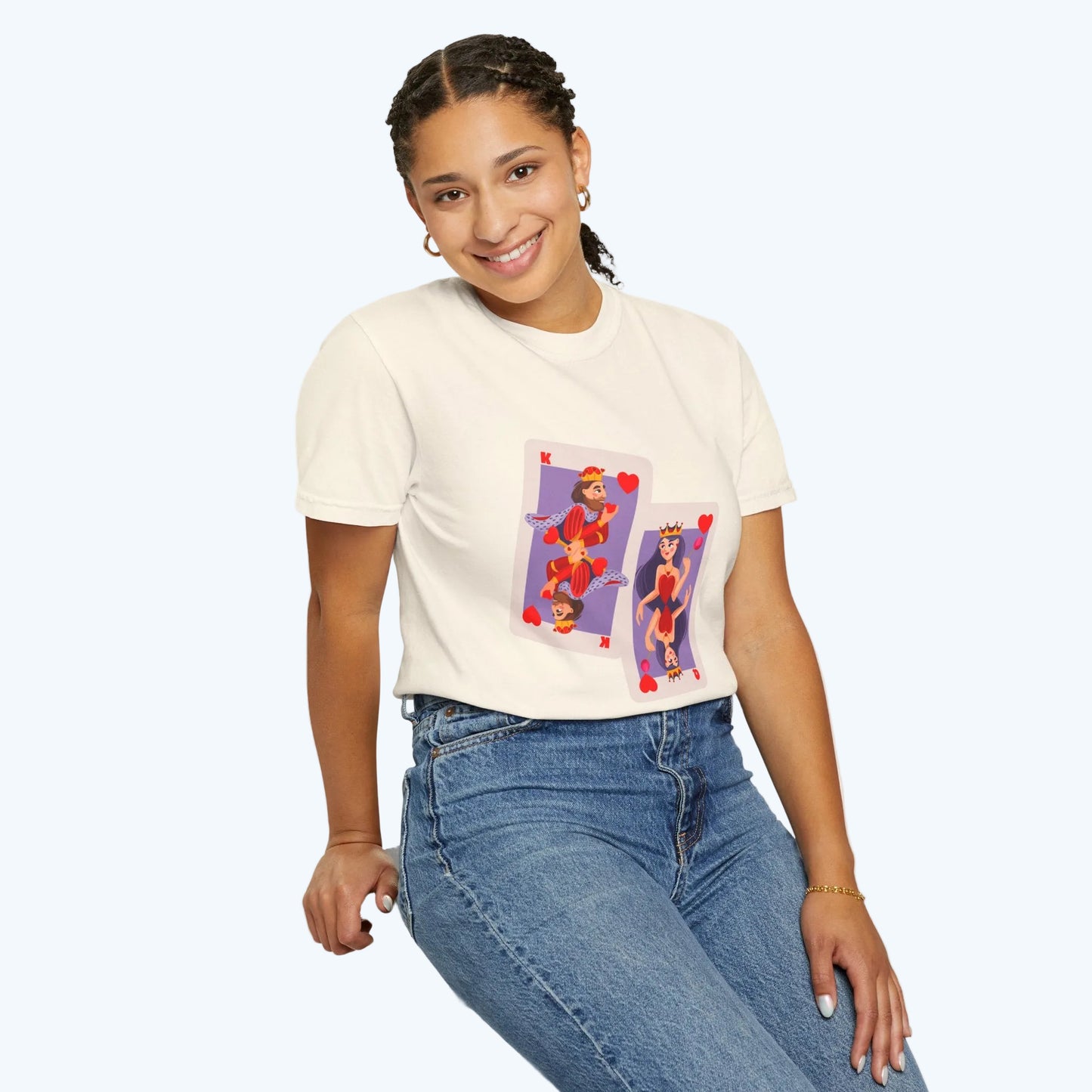 Playing Card Lovers T-Shirt — Queen & King of Hearts Graphic Tee