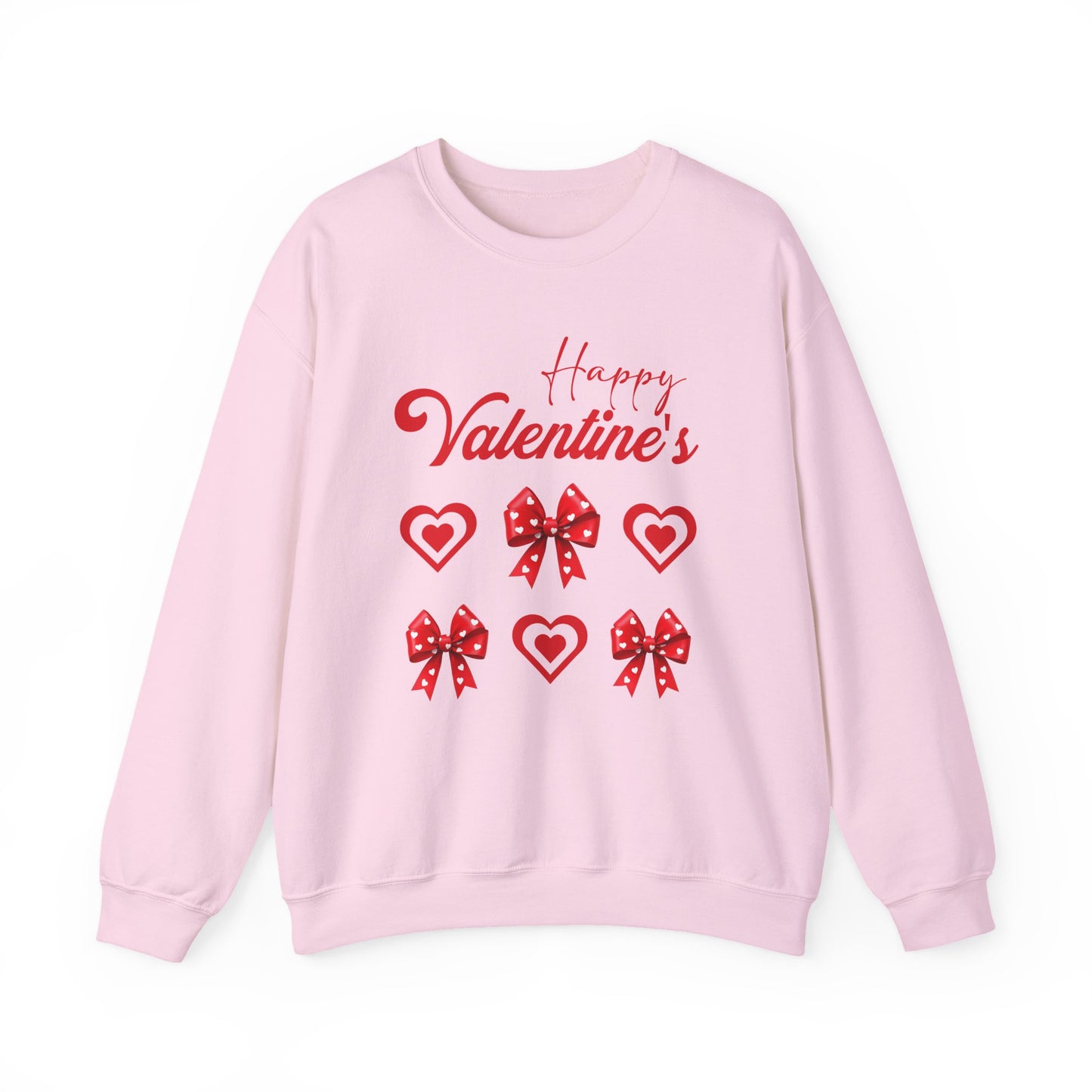 Valentine's Crewneck Sweatshirt – "Happy Valentine's" Hearts & Bows
