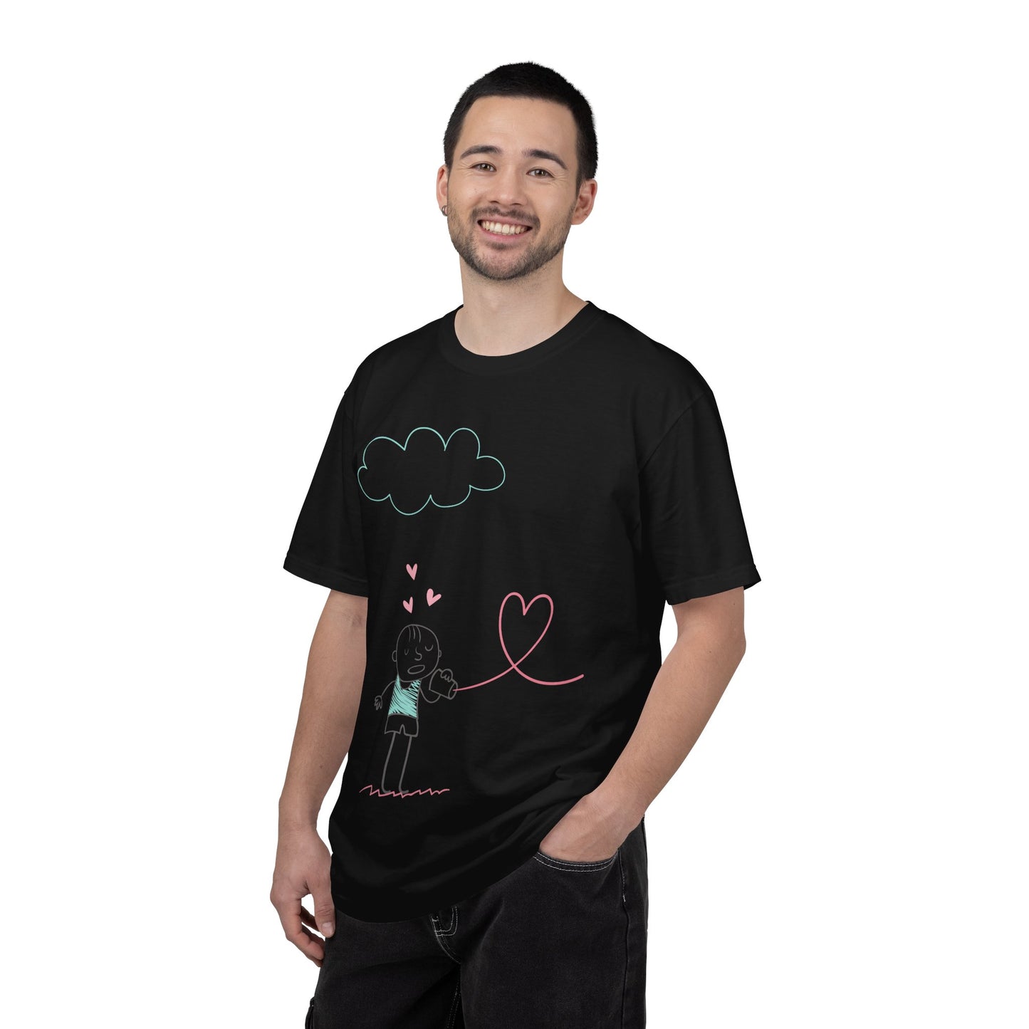 Cute Heart String T-Shirt — Hand-Drawn Love Graphic Tee