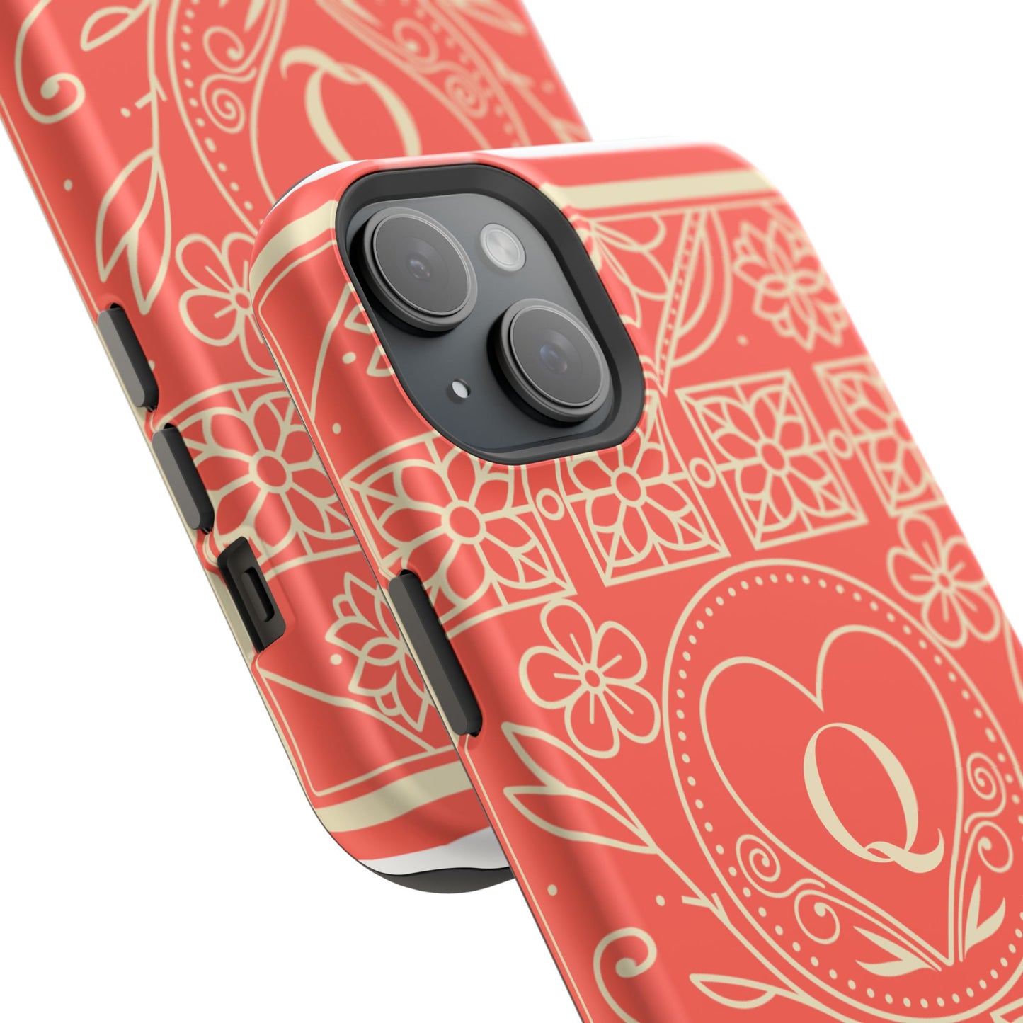 Heart Pattern Magnetic Impact Phone Case — Protective Wallet-Ready iPhone Cover