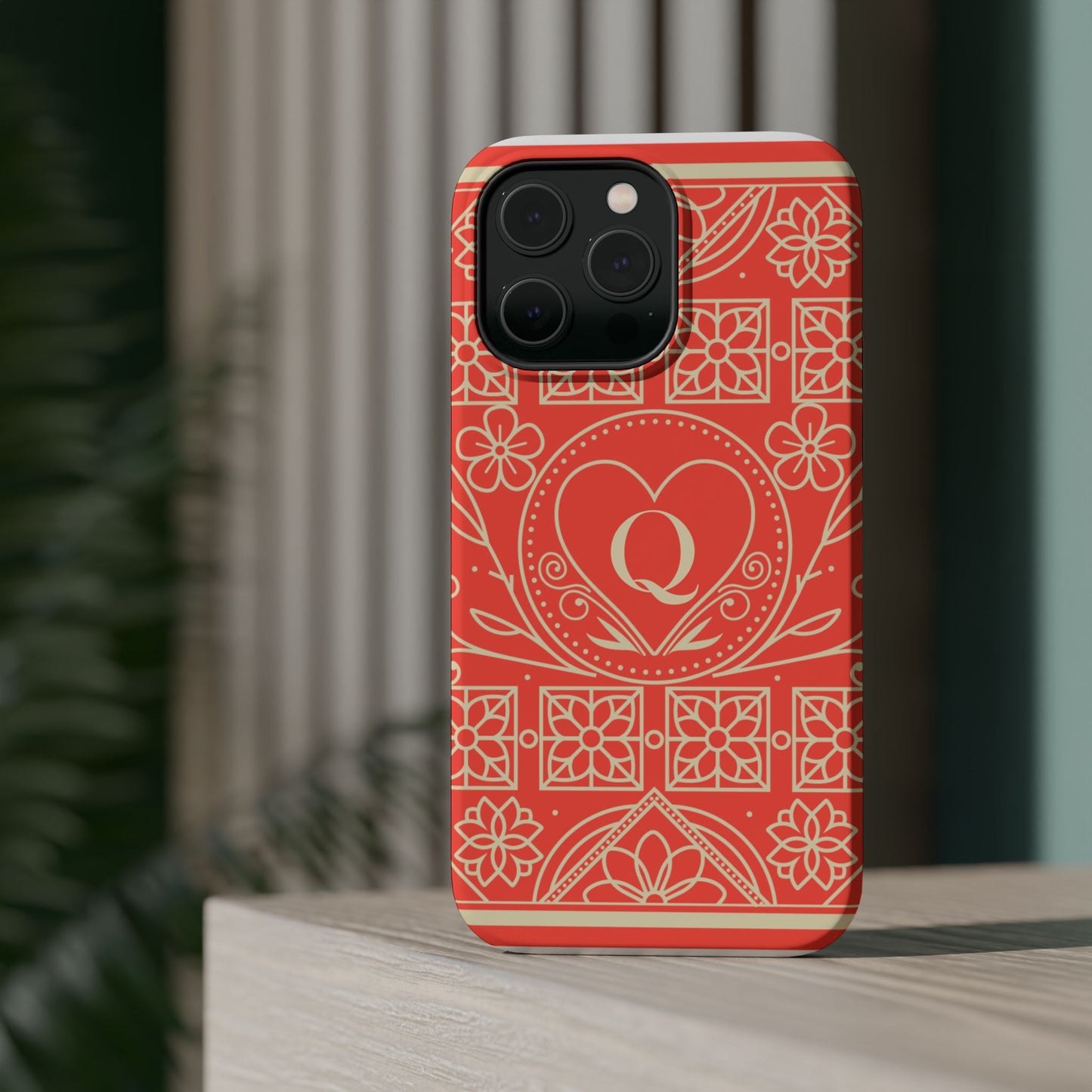 Heart Pattern Magnetic Impact Phone Case — Protective Wallet-Ready iPhone Cover