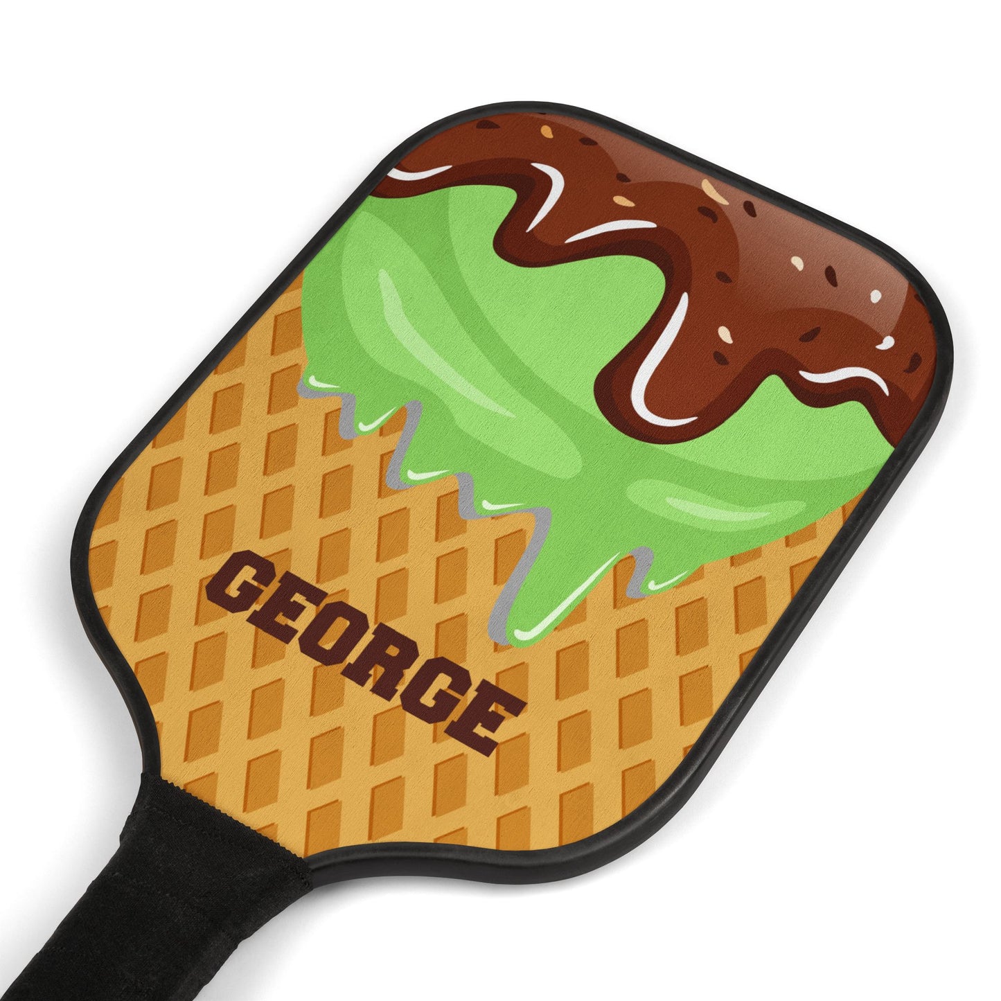 Personalized Ice Cream Cone Pickleball Paddle Set — Custom Name 'George' Design