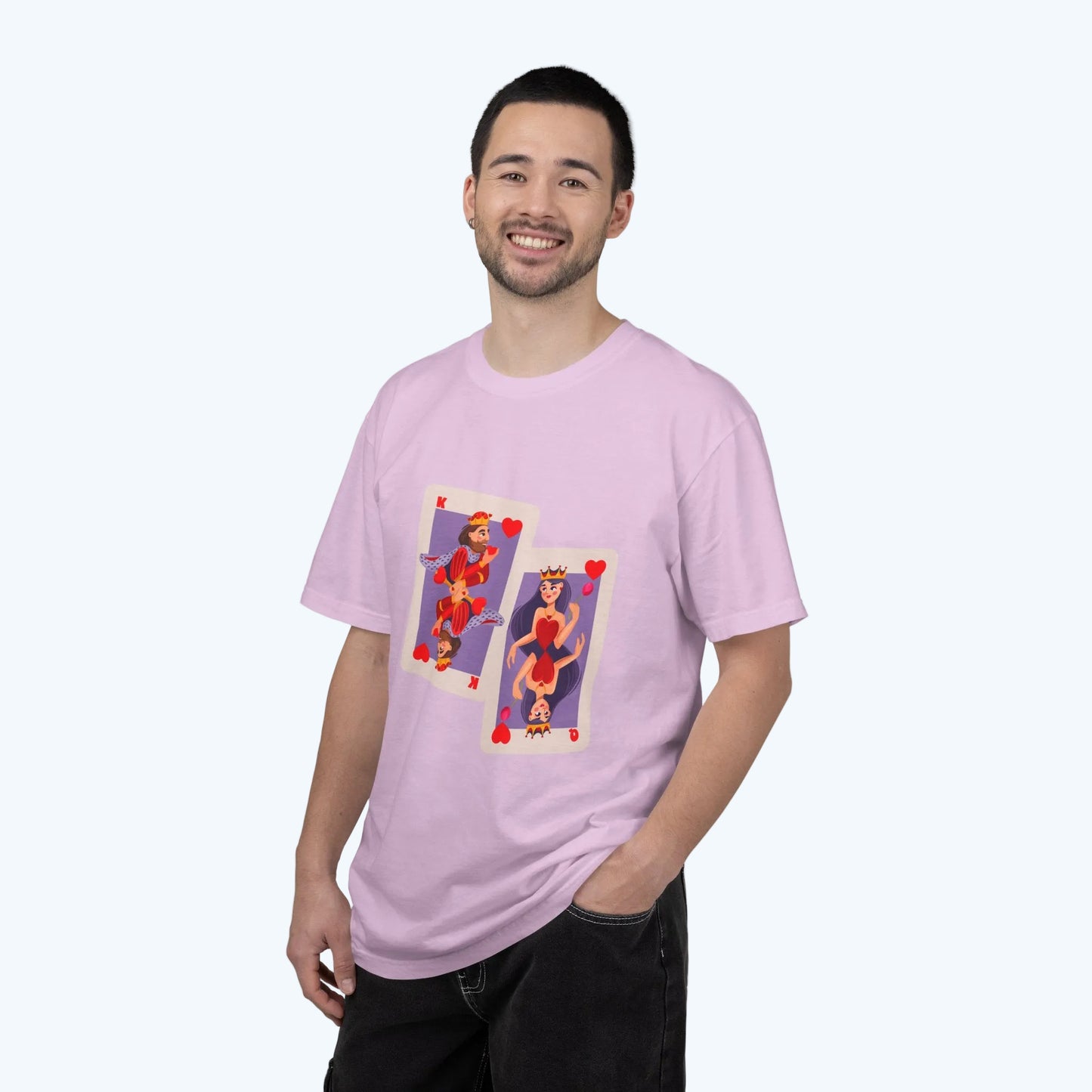 Playing Card Lovers T-Shirt — Queen & King of Hearts Graphic Tee