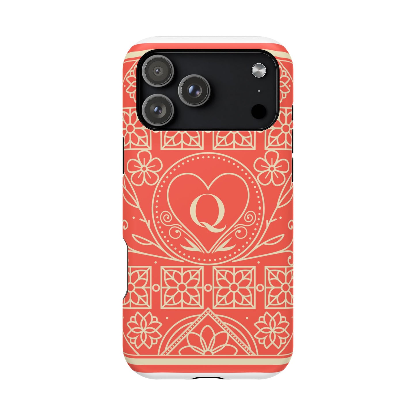 Heart Pattern Magnetic Impact Phone Case — Protective Wallet-Ready iPhone Cover