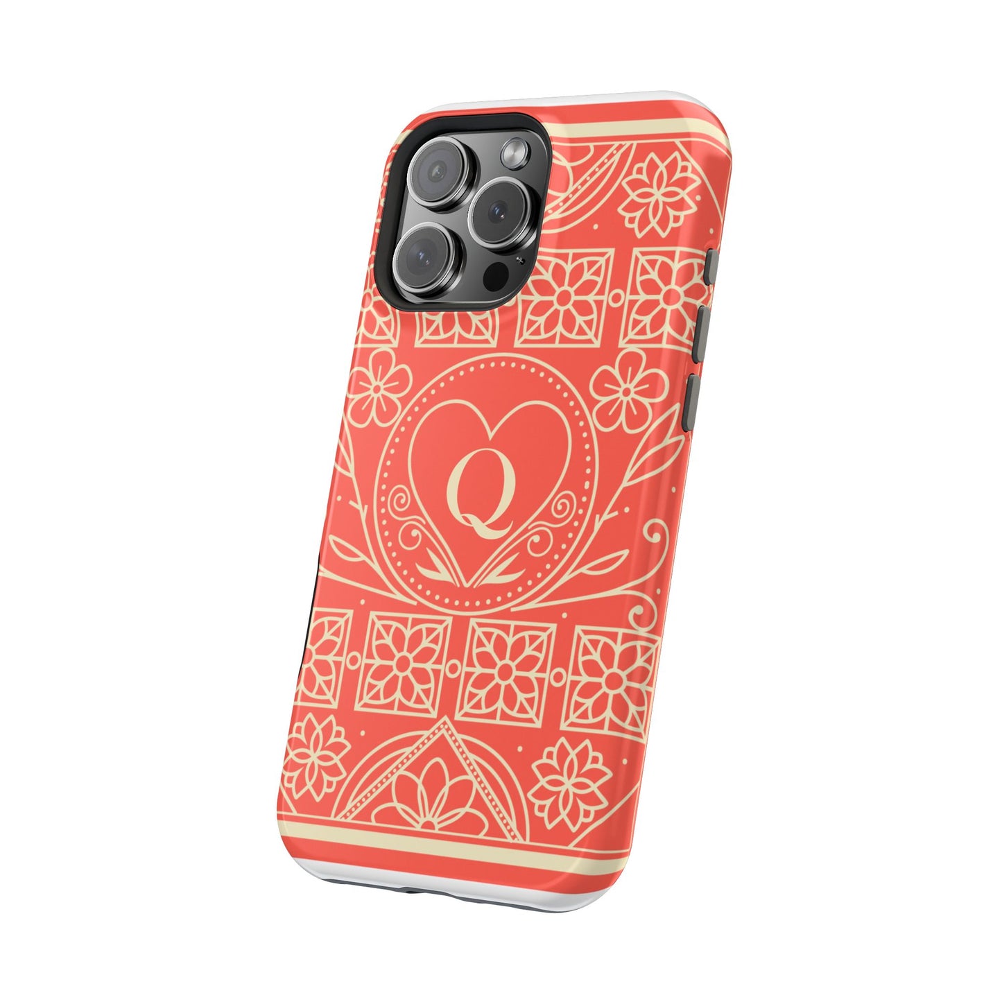 Heart Pattern Magnetic Impact Phone Case — Protective Wallet-Ready iPhone Cover