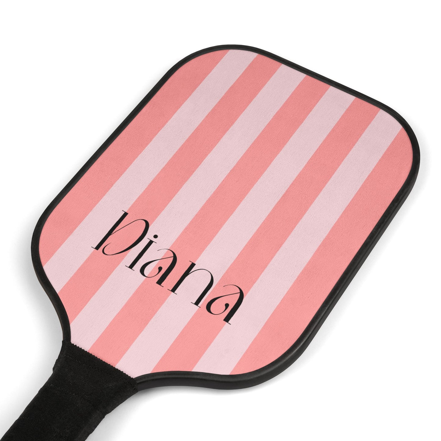 Personalized Pink Stripe Pickleball Paddle Set — Custom Name Pickleball Kit