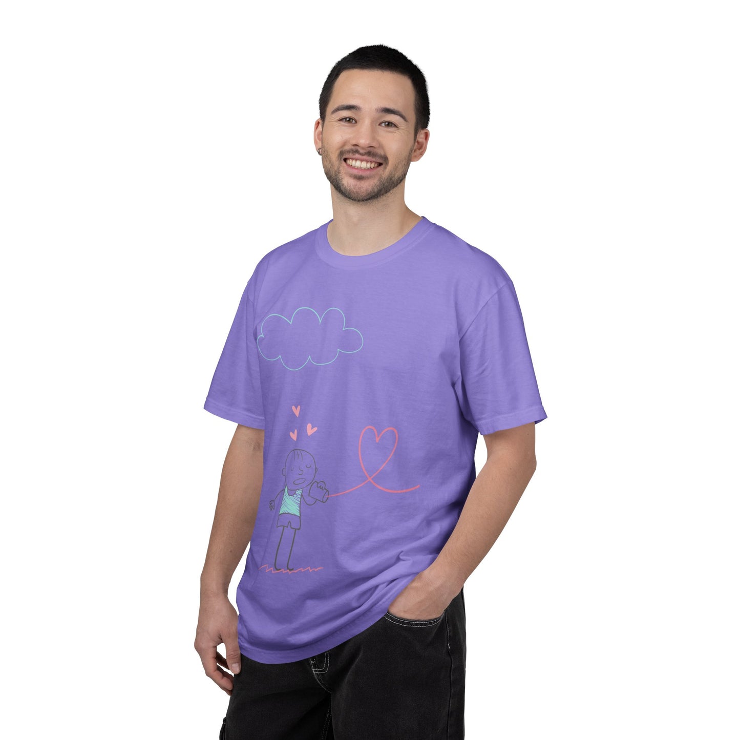 Cute Heart String T-Shirt — Hand-Drawn Love Graphic Tee