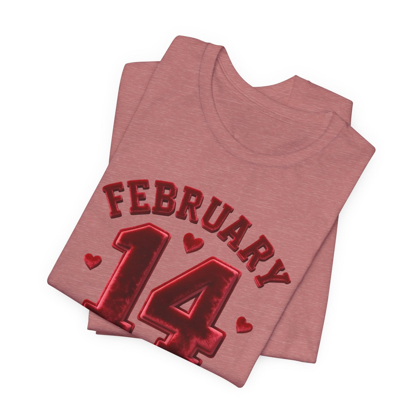 Valentine’s February 14 Tee — Retro Red Heart Date T-Shirt