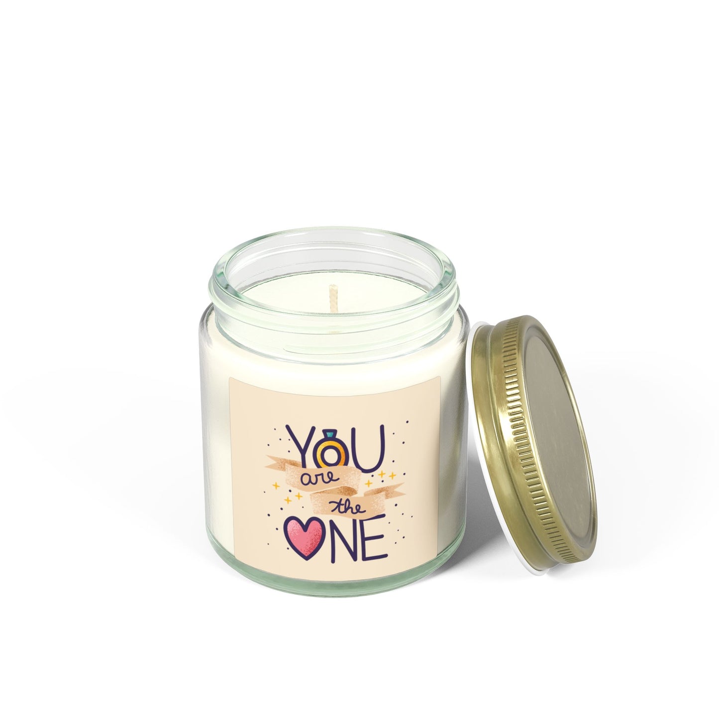 Scented Candle — Coconut Apricot Wax (4oz/9oz) “You Are the One” Love Jar