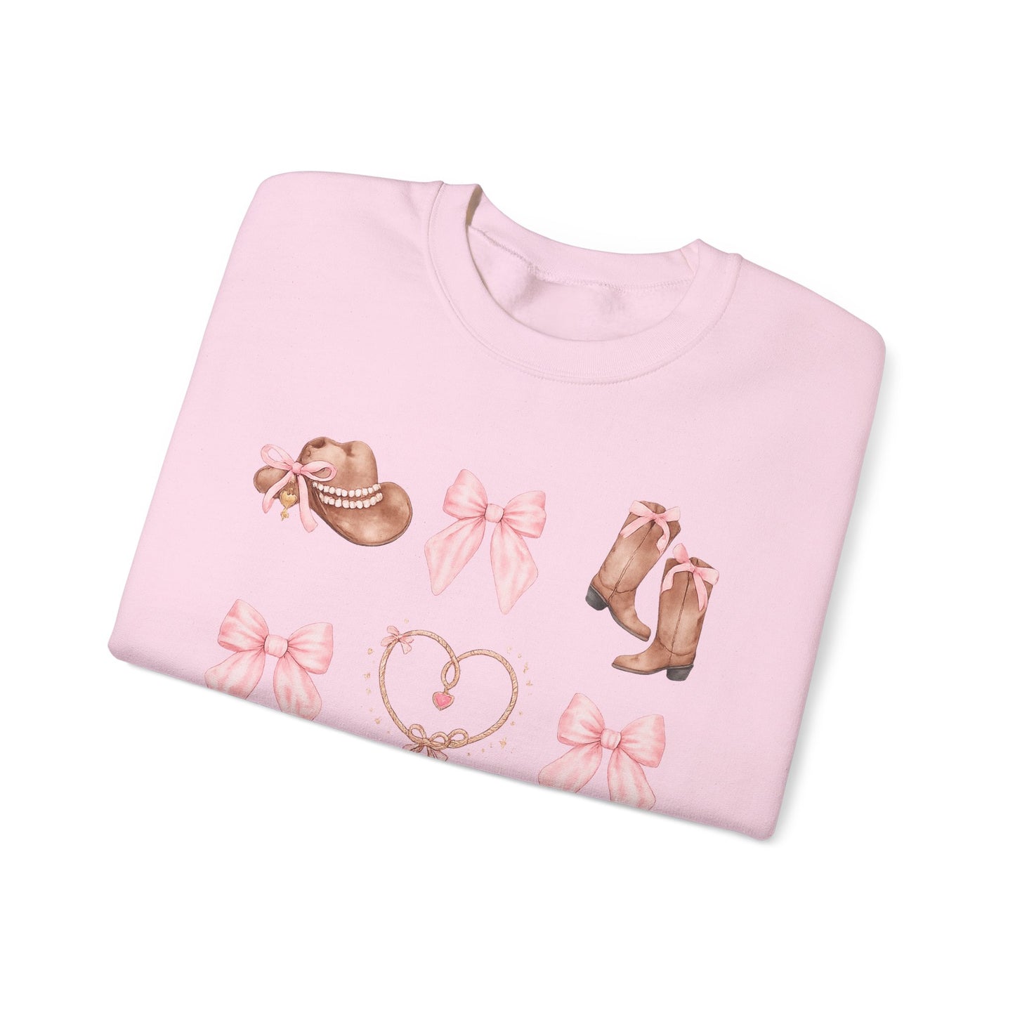 Cowgirl Pink Bow Sweatshirt — Western Boots & Hats Graphic Crewneck