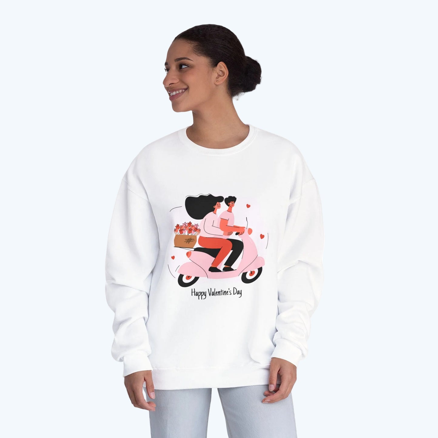 Valentine’s Day Couple Scooter Crewneck Sweatshirt