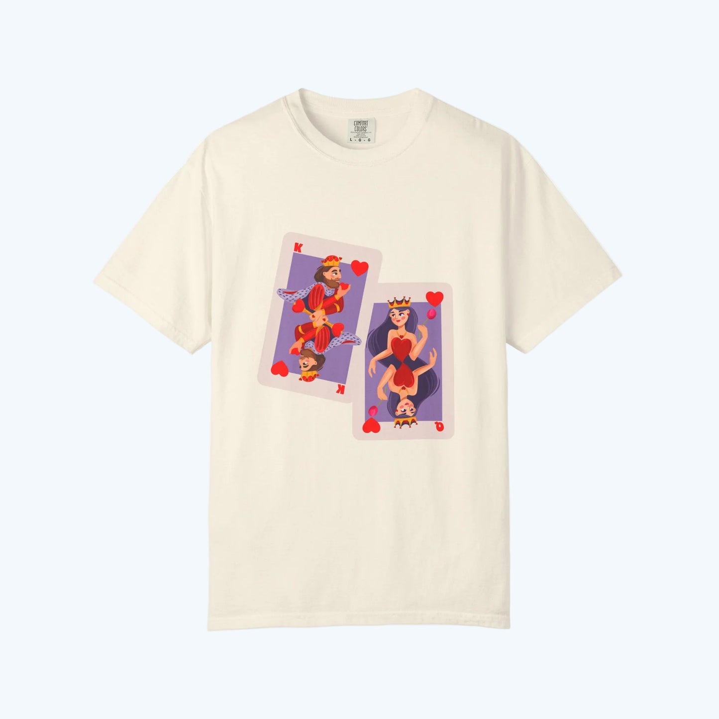 Playing Card Lovers T-Shirt — Queen & King of Hearts Graphic Tee