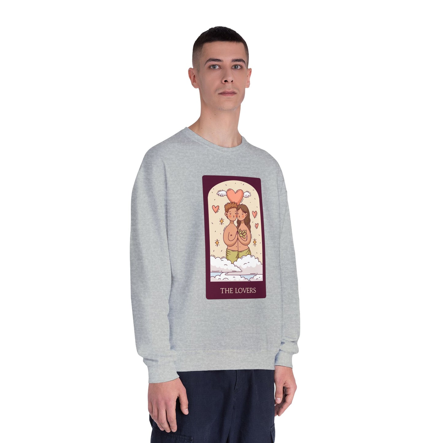 Tarot 'The Lovers' Crewneck Sweatshirt — Cute Retro Love Card Design