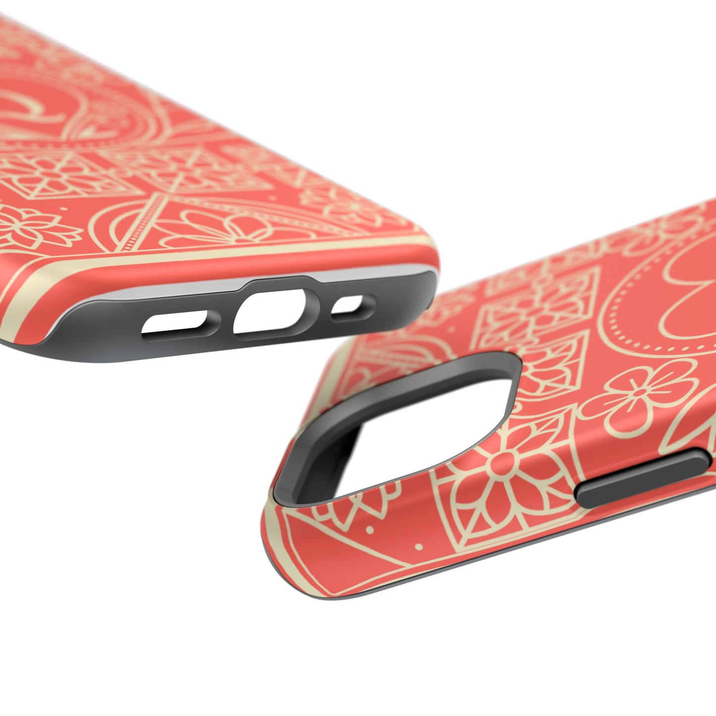 Heart Pattern Magnetic Impact Phone Case — Protective Wallet-Ready iPhone Cover
