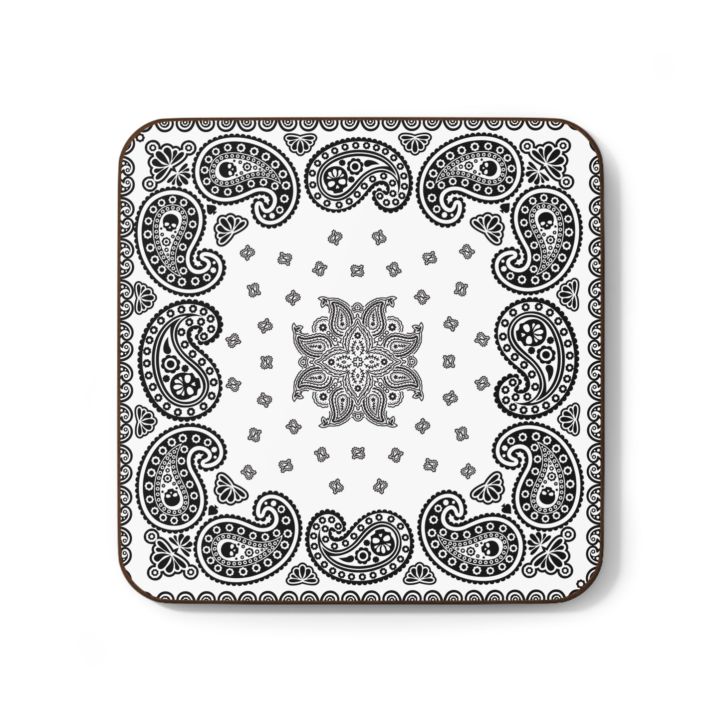 Bandana Paisley Drink Coaster – Black & White