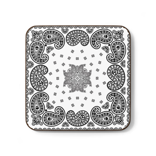 Bandana Paisley Drink Coaster – Black & White