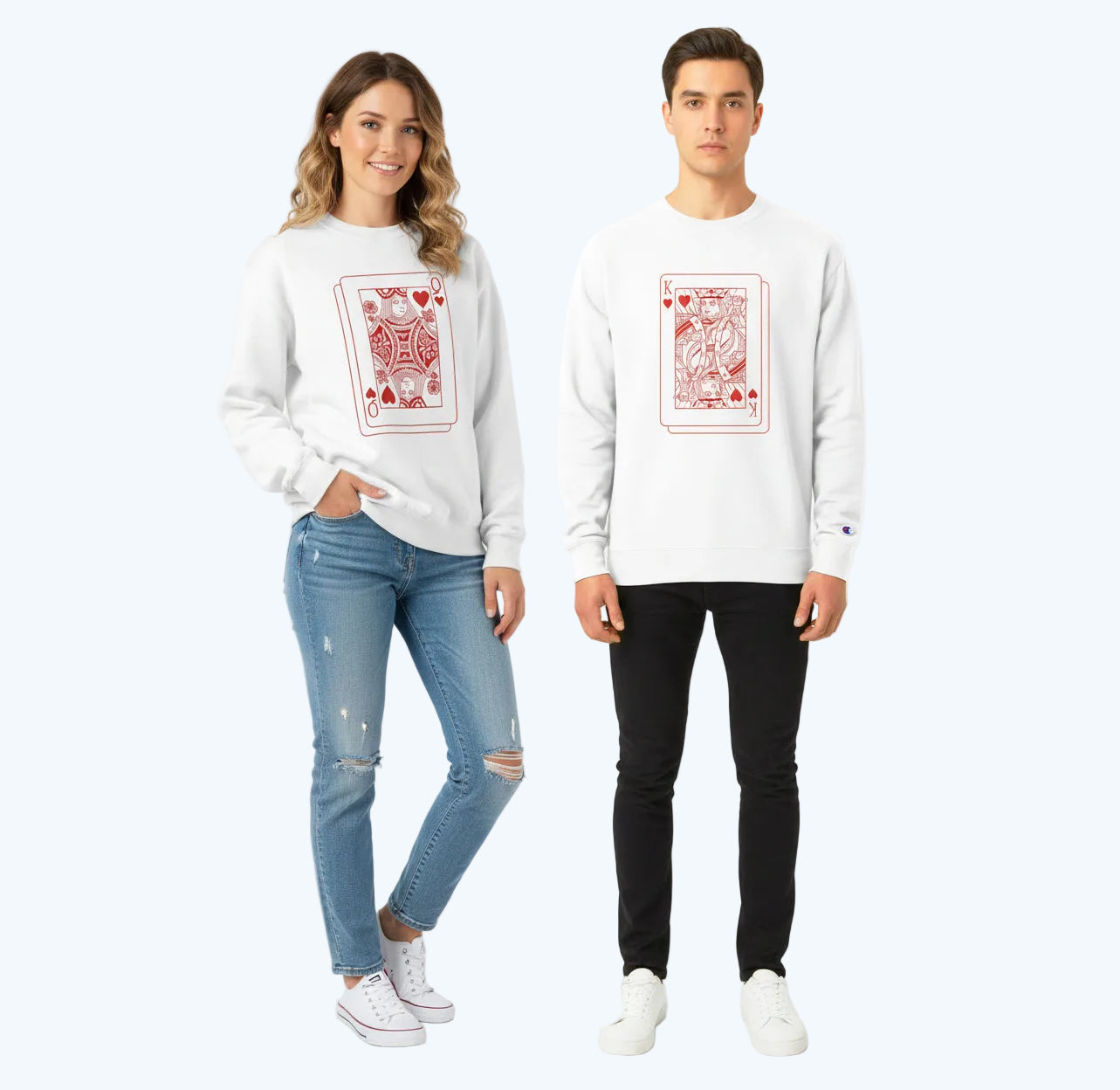 King of Hearts Card Sweatshirt – Red Anime Playing Card Graphic Crewneck