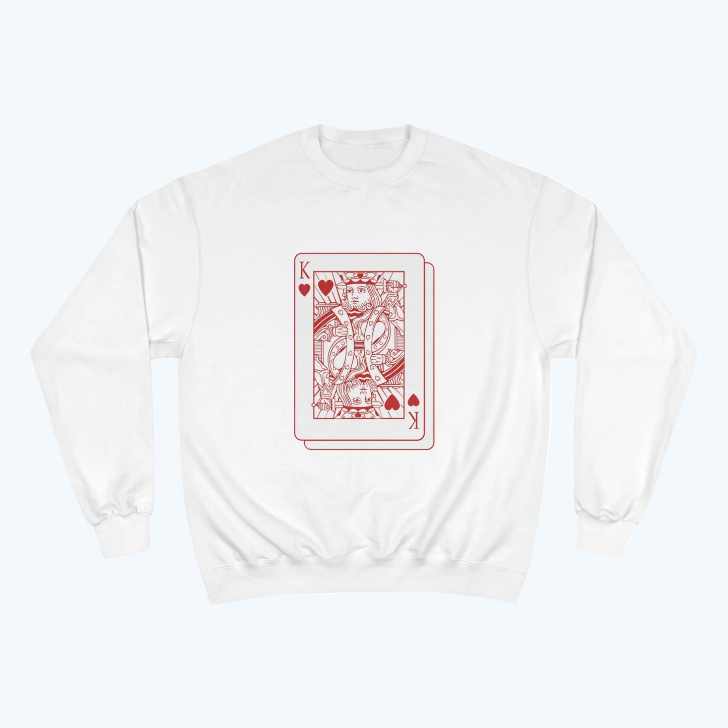 King of Hearts Card Sweatshirt – Red Anime Playing Card Graphic Crewneck