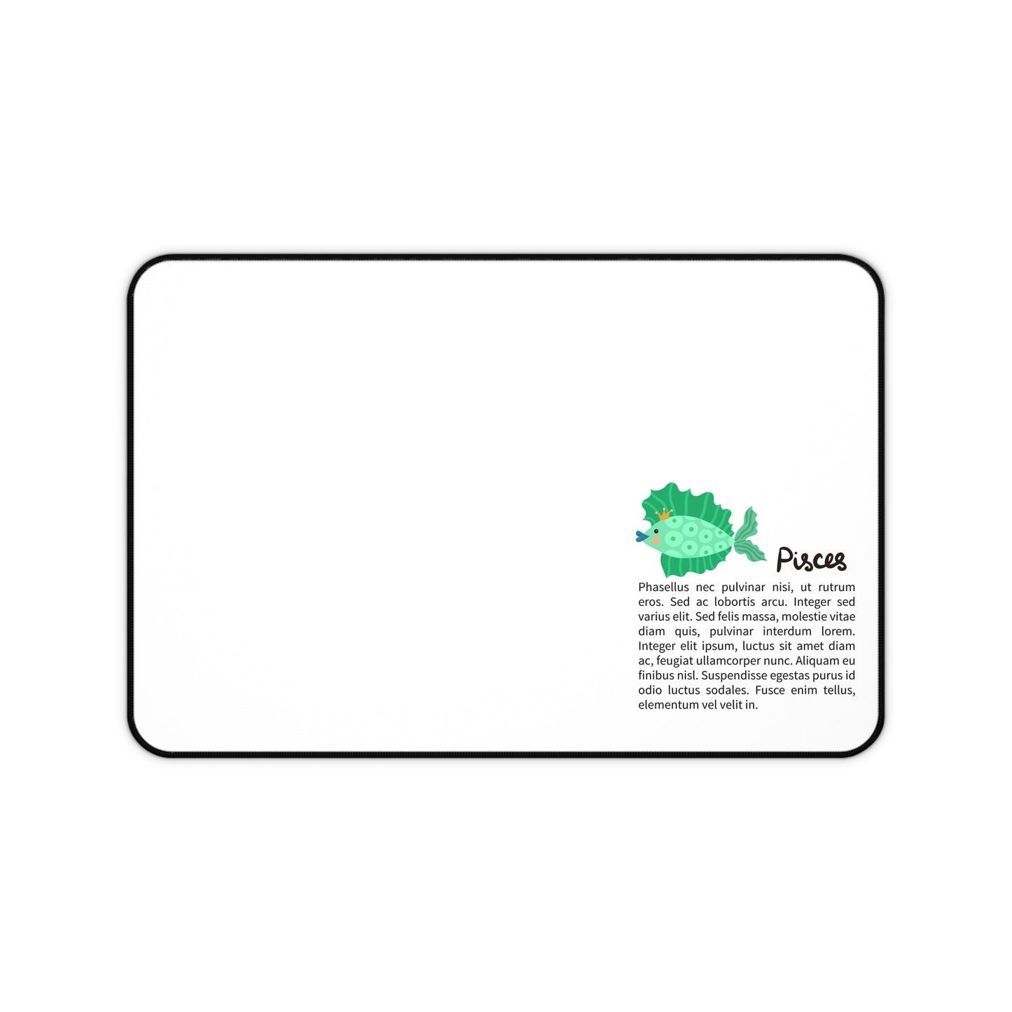 Pisces Desk Mat — Cute Green Fish Zodiac Mouse Pad