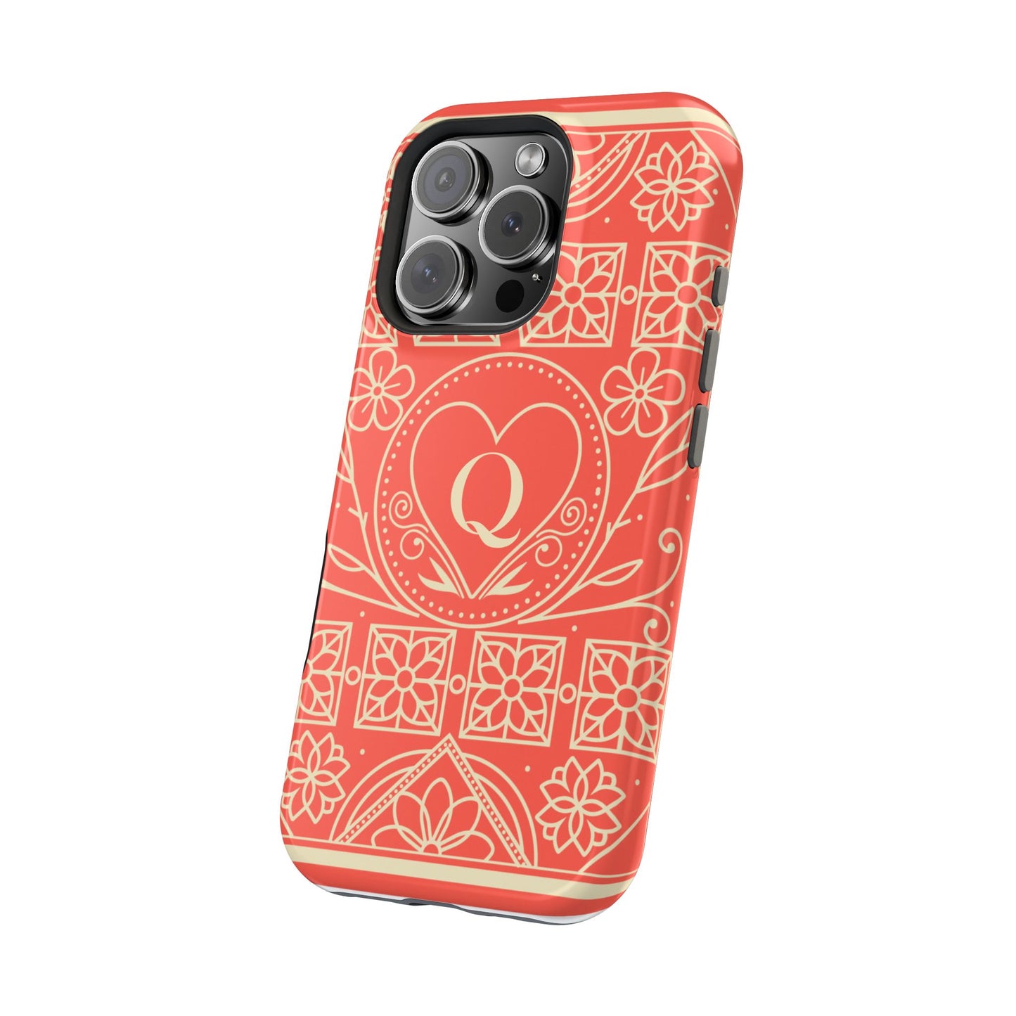 Heart Pattern Magnetic Impact Phone Case — Protective Wallet-Ready iPhone Cover