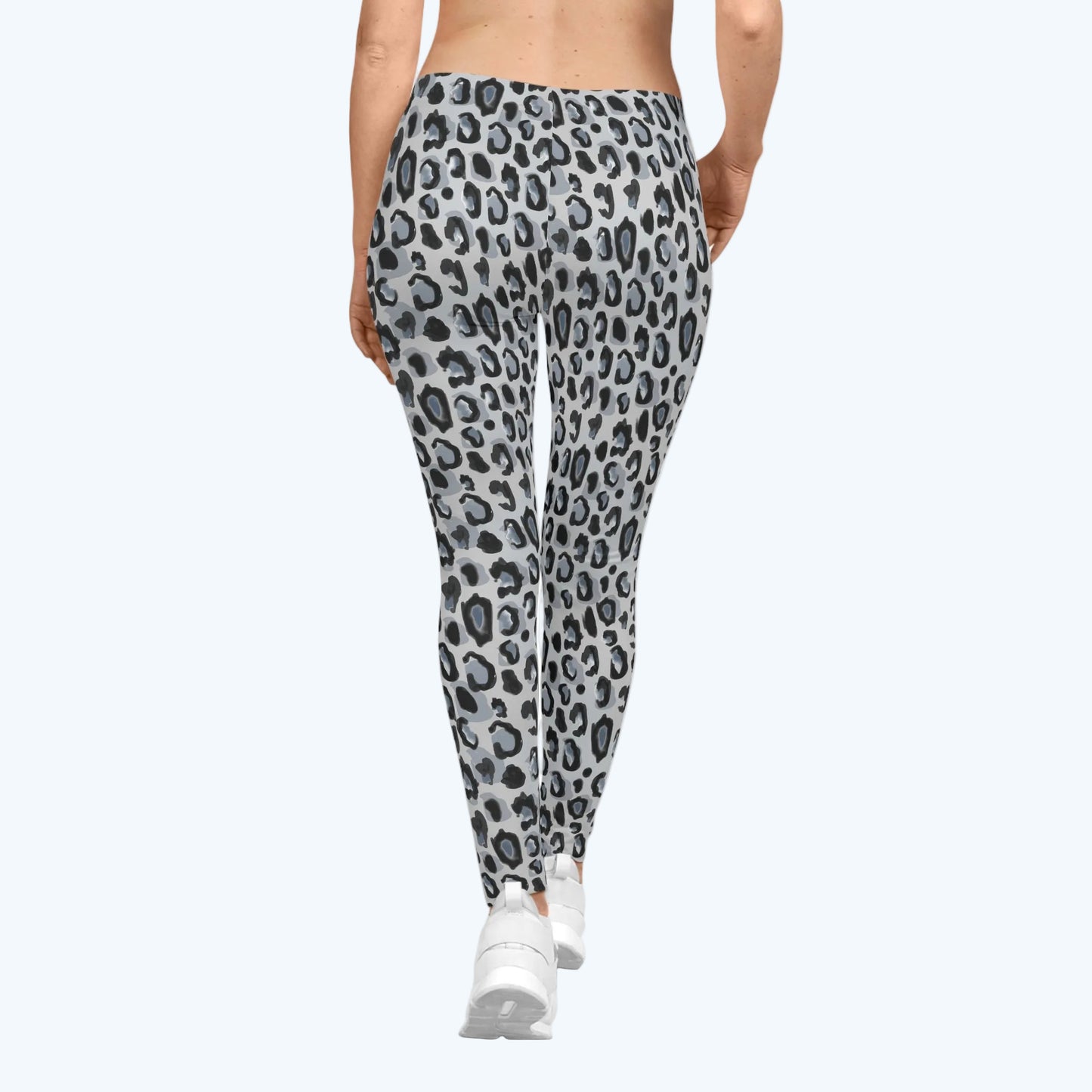 Leopard Print Women’s Leggings — Gray Animal Print Casual AOP