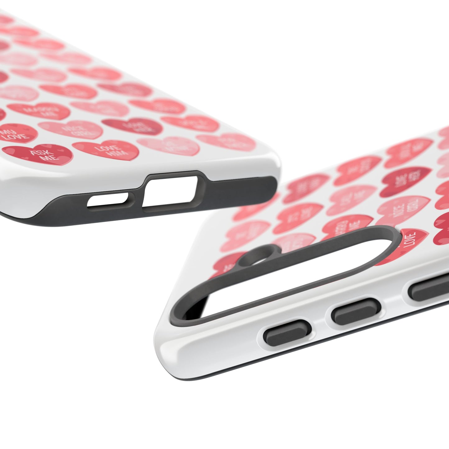 Phone Case — Pink Conversation Heart Pattern, Valentine’s Day Love Messages