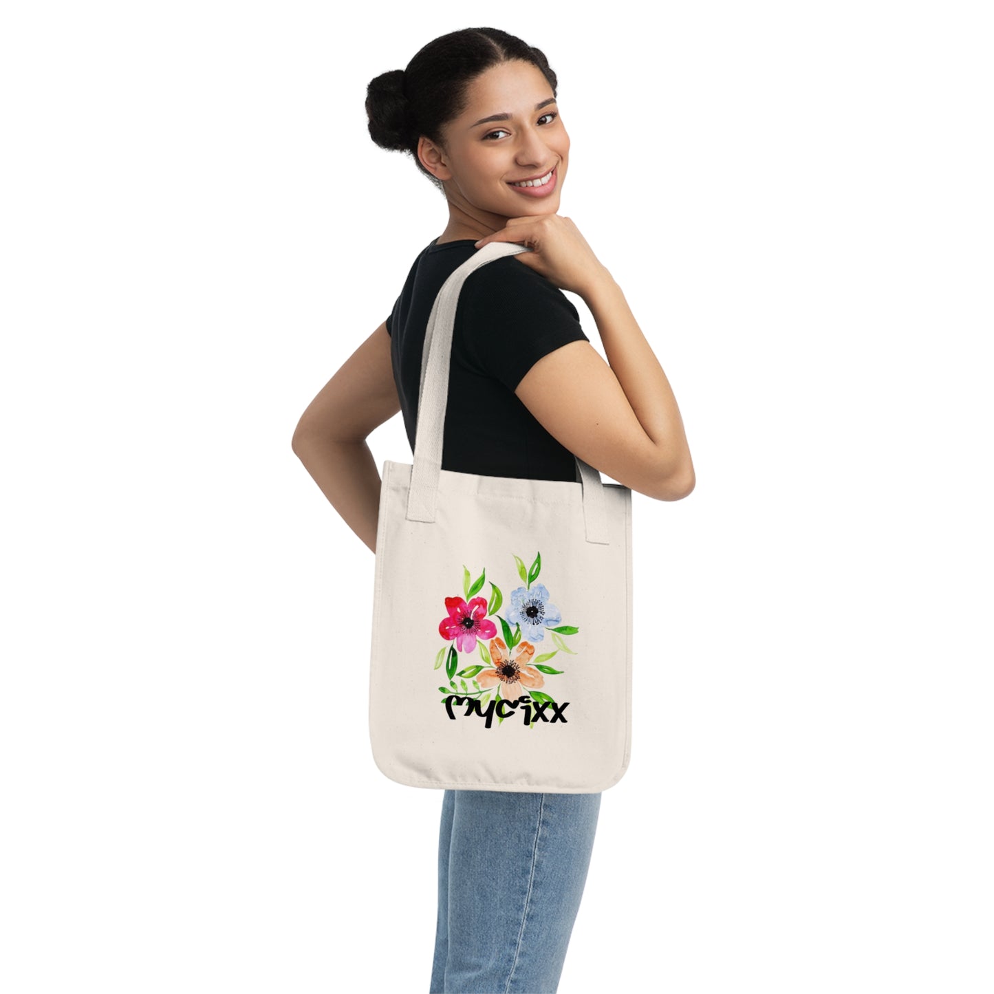Floral Organic Canvas Tote Bag - Eco-Friendly Shopping & Fashion