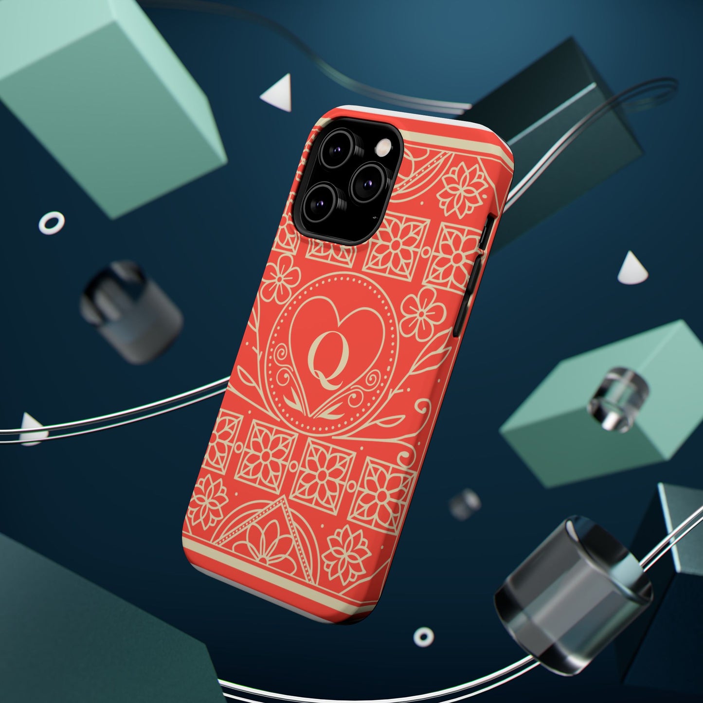 Heart Pattern Magnetic Impact Phone Case — Protective Wallet-Ready iPhone Cover