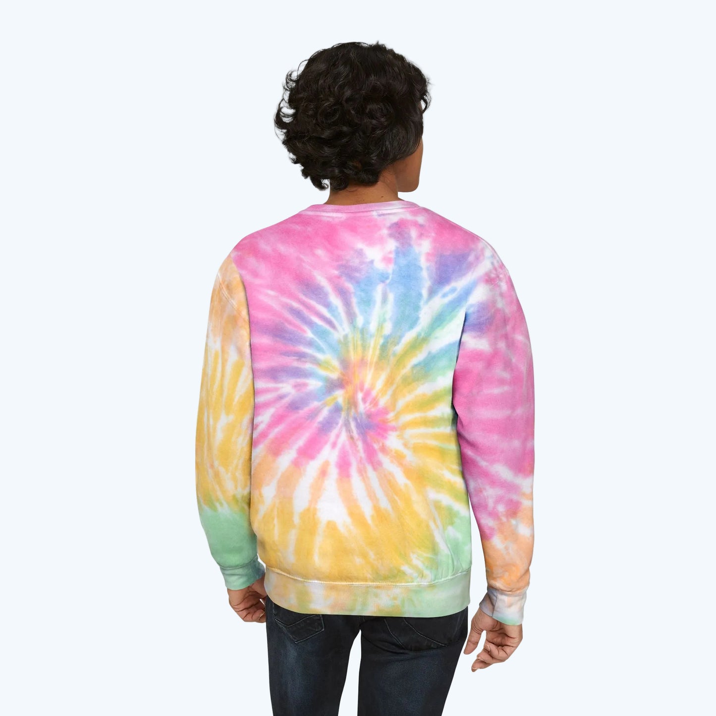 Stay Humble Hustle Hard Tie-Dye Sweatshirt — Light Blue Spiral Crewneck