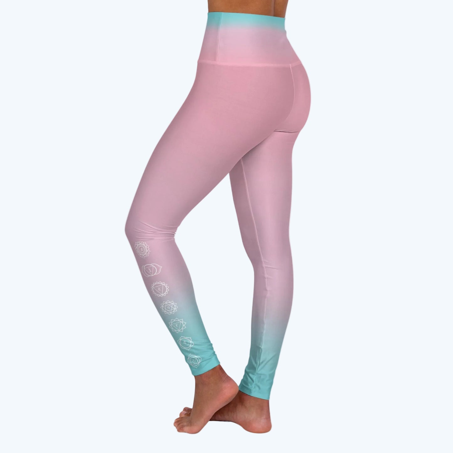Pink Watercolor High-Waisted Yoga Leggings – Tie-Dye Pastel Workout Leggings