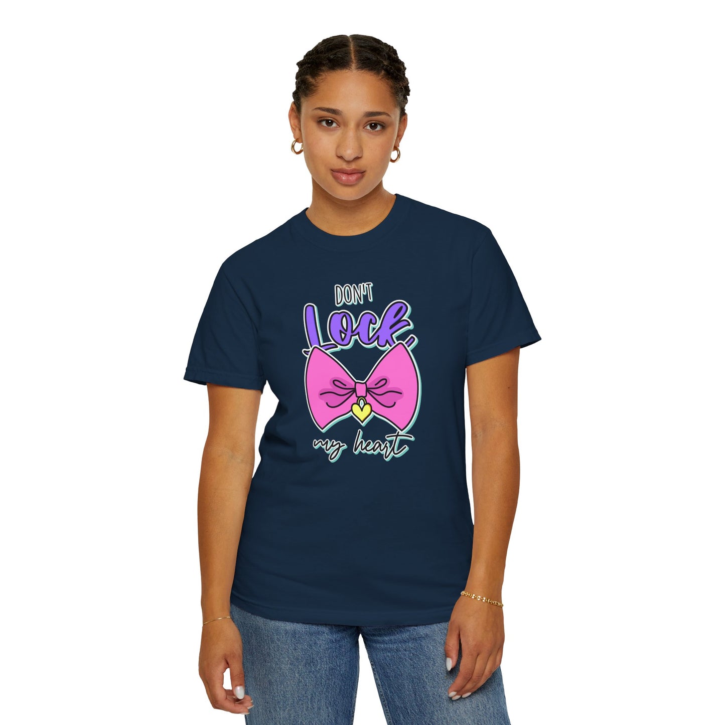 Don't Lock My Heart T-Shirt — Cute Pink Bow Graphic Tee