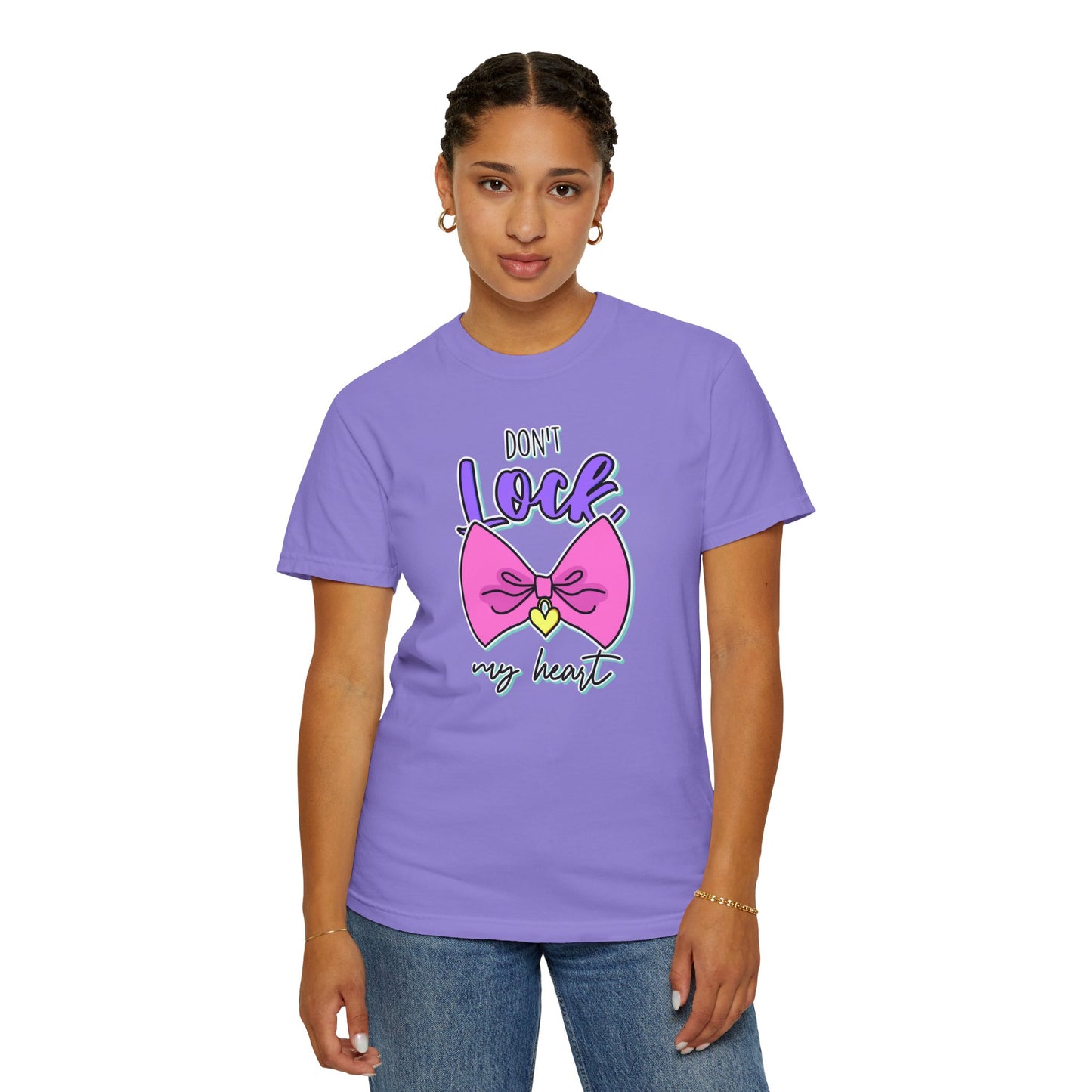 Don't Lock My Heart T-Shirt — Cute Pink Bow Graphic Tee