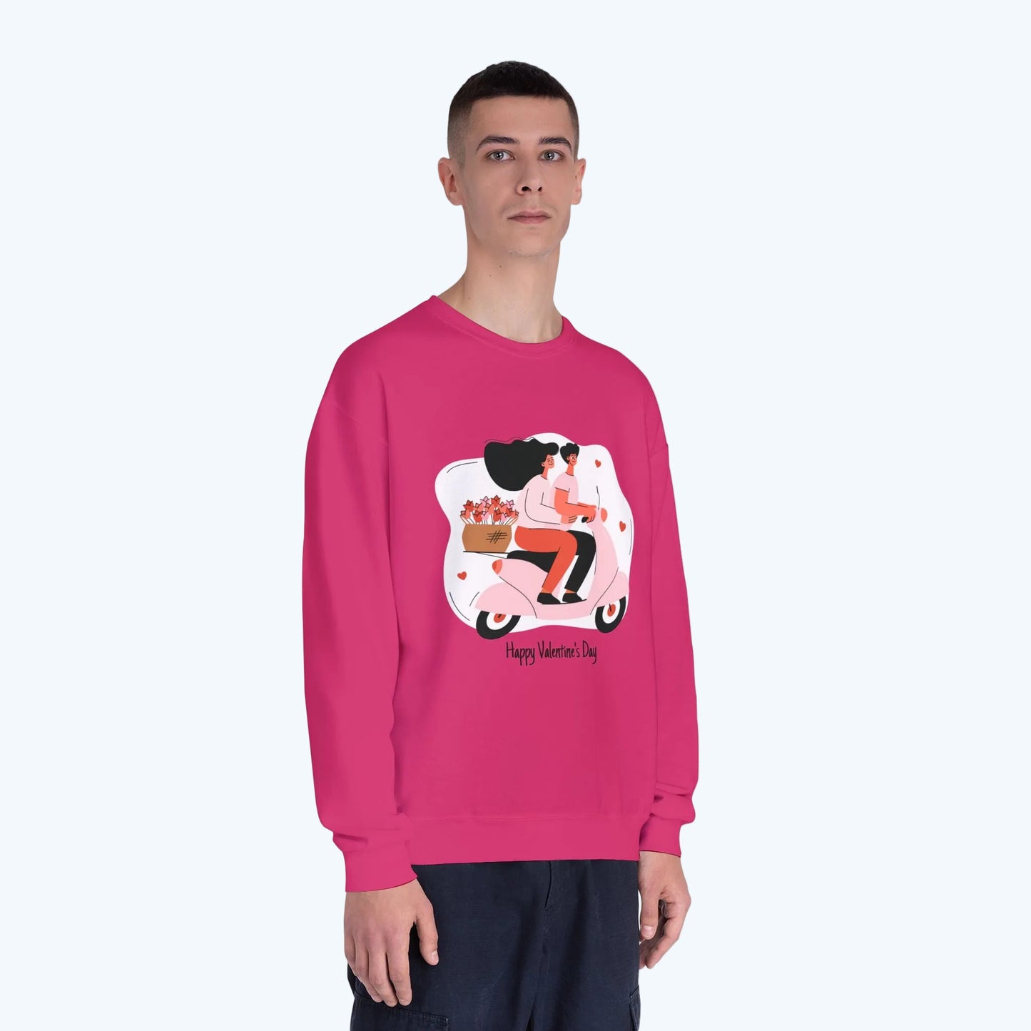 Valentine’s Day Couple Scooter Crewneck Sweatshirt