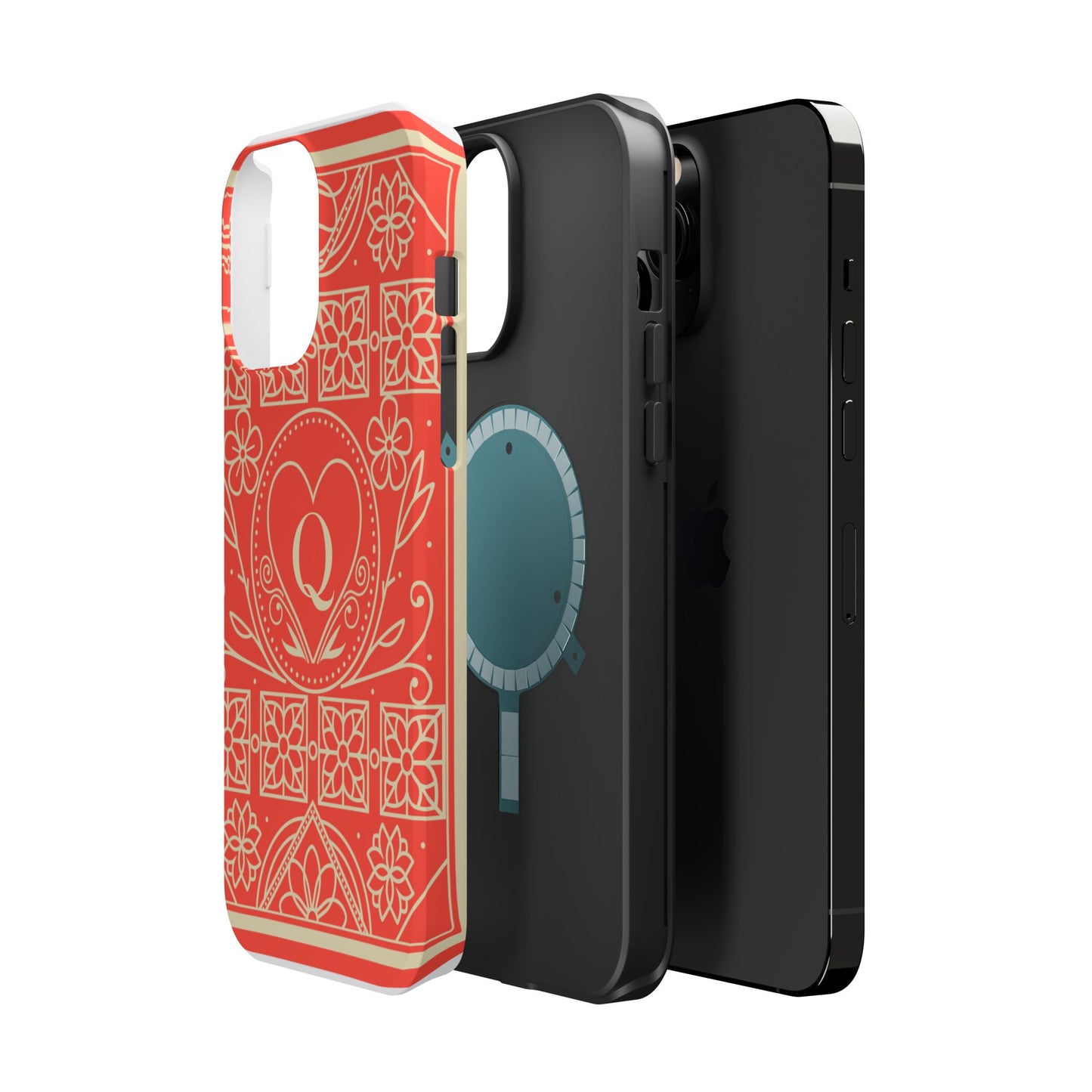 Heart Pattern Magnetic Impact Phone Case — Protective Wallet-Ready iPhone Cover