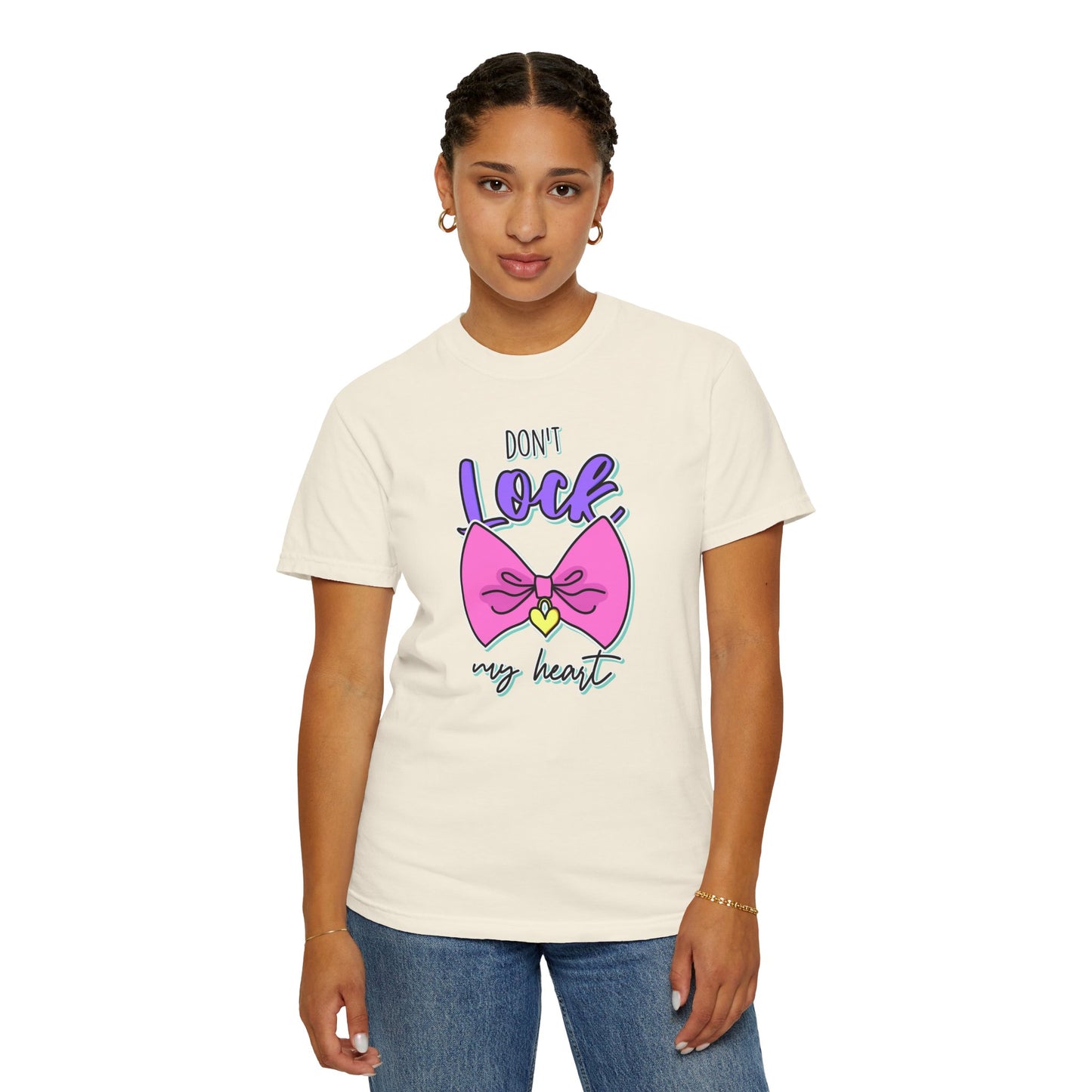 Don't Lock My Heart T-Shirt — Cute Pink Bow Graphic Tee