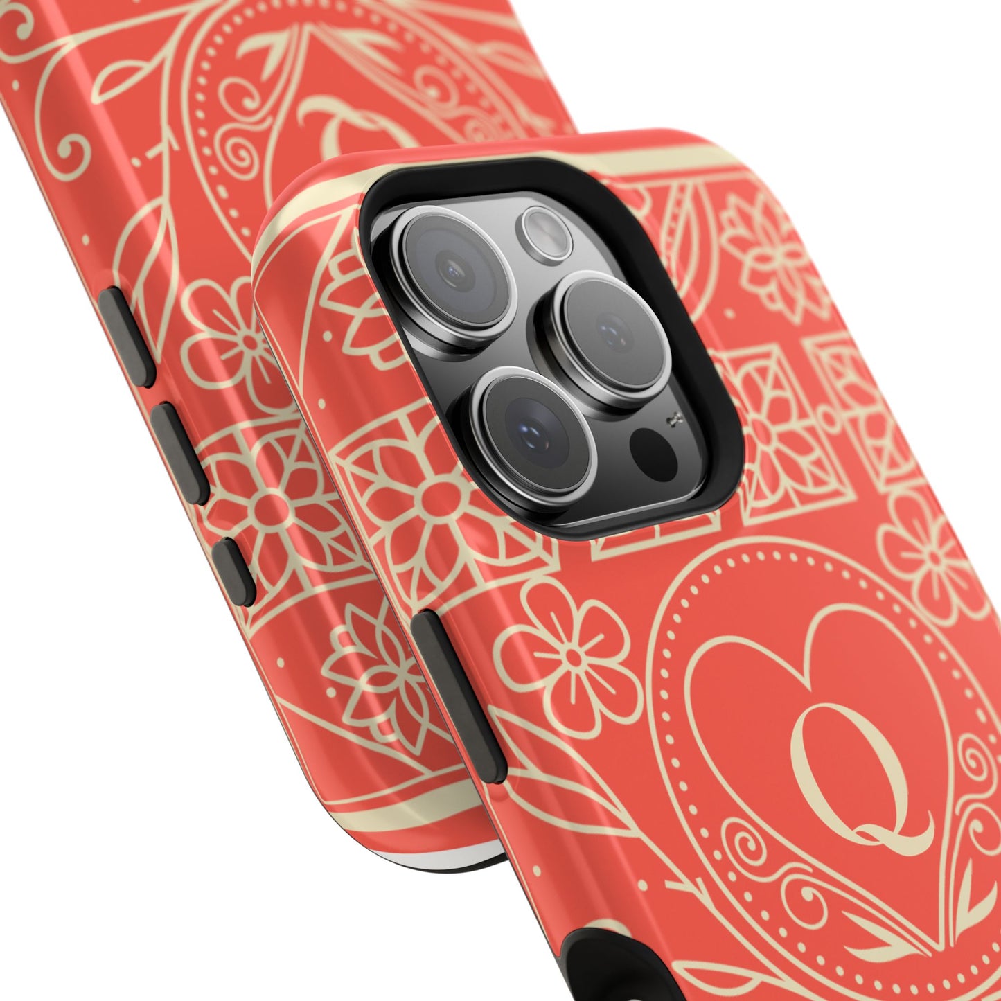 Heart Pattern Magnetic Impact Phone Case — Protective Wallet-Ready iPhone Cover