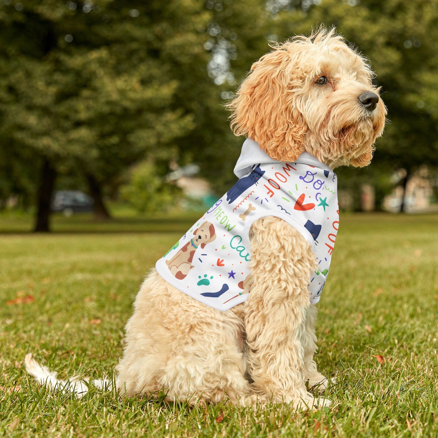 Fun Pet Hoodie - Colorful Dog and Cat Print